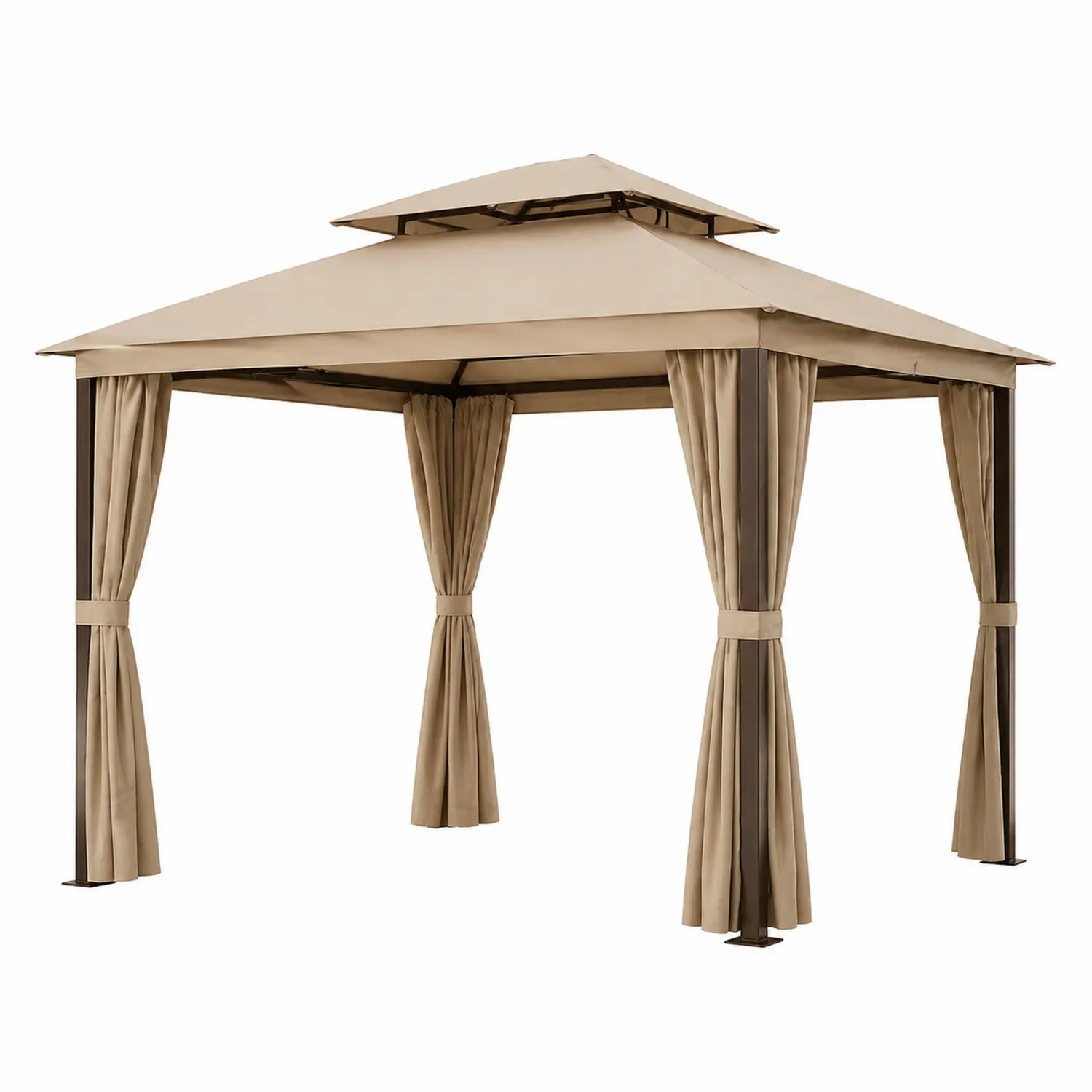 Pavillon 3x3m Stahlrahmen Polyester Beige