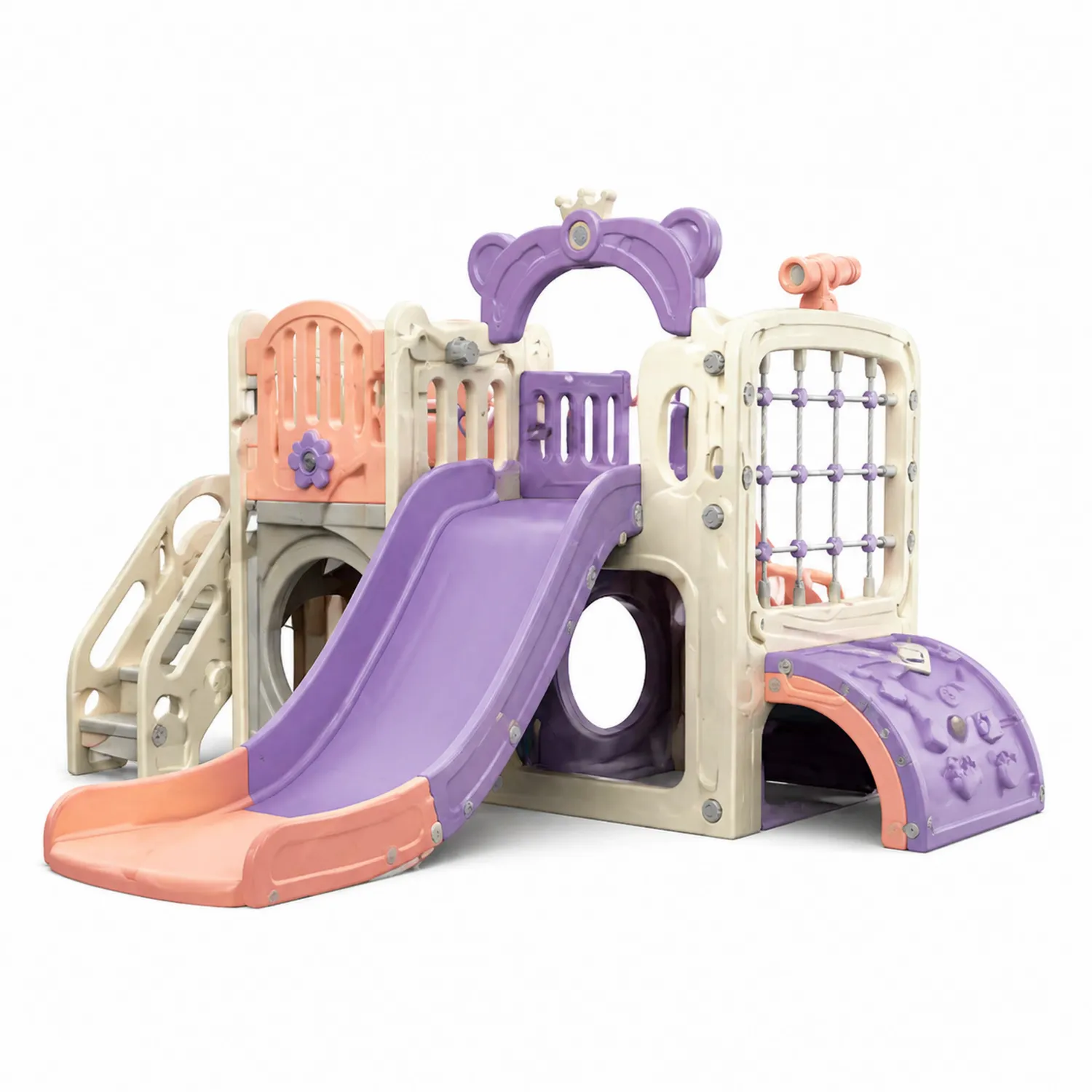 Kinder Kletterspielzeug mit Rutschen aus Kunststoff Beige/Lila/Rosa