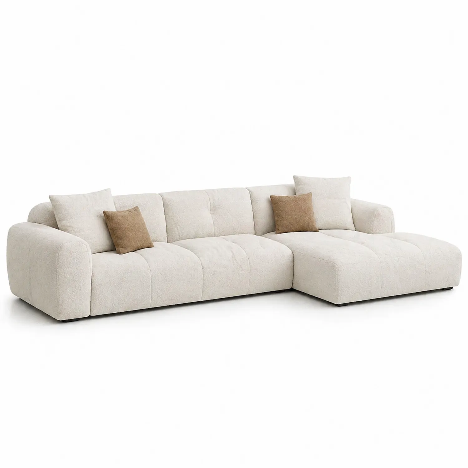 Ecksofa Stoff Holzrahmen Beige 300x100x80 cm