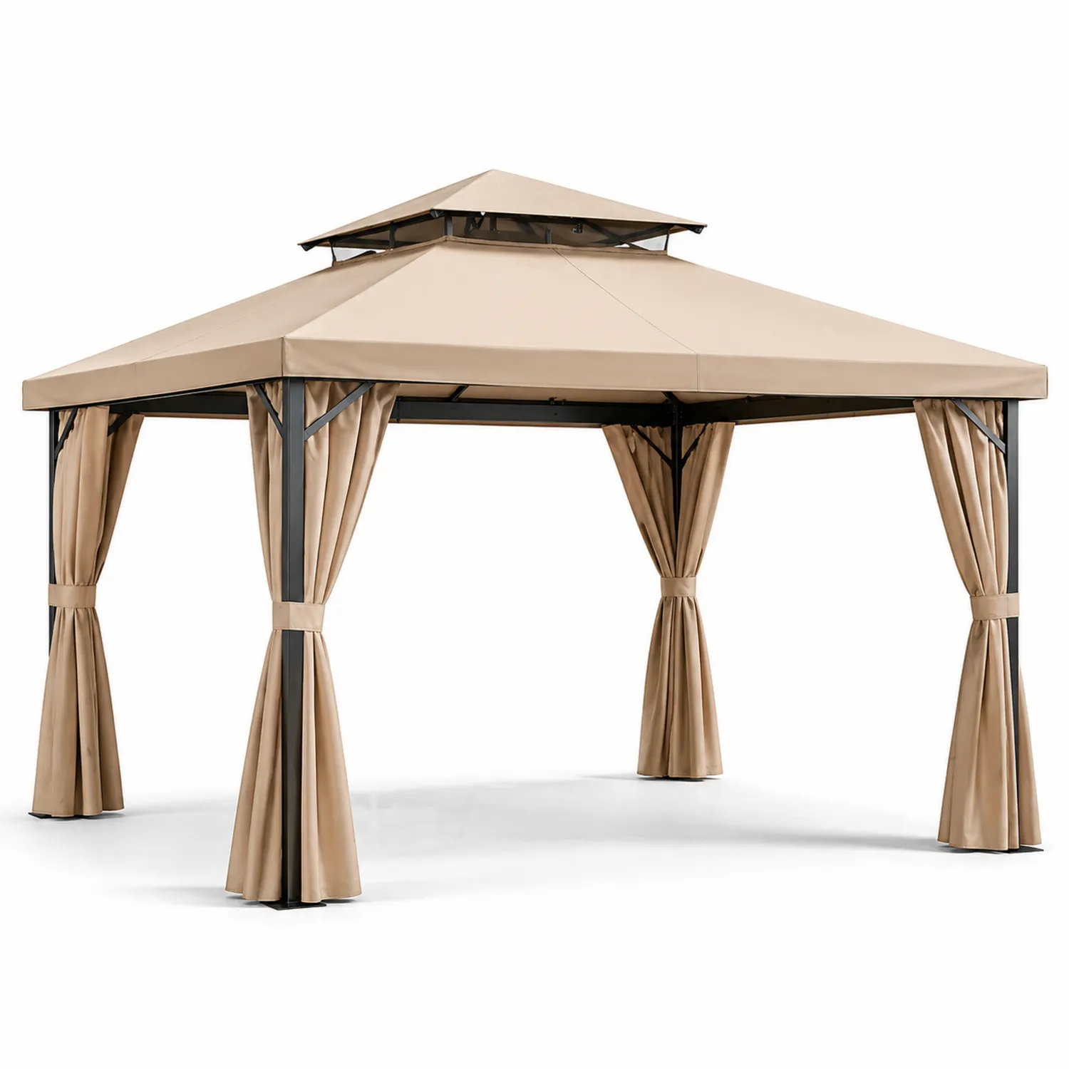 Pavillon aus Stahl 300x400 cm Polyester Beige