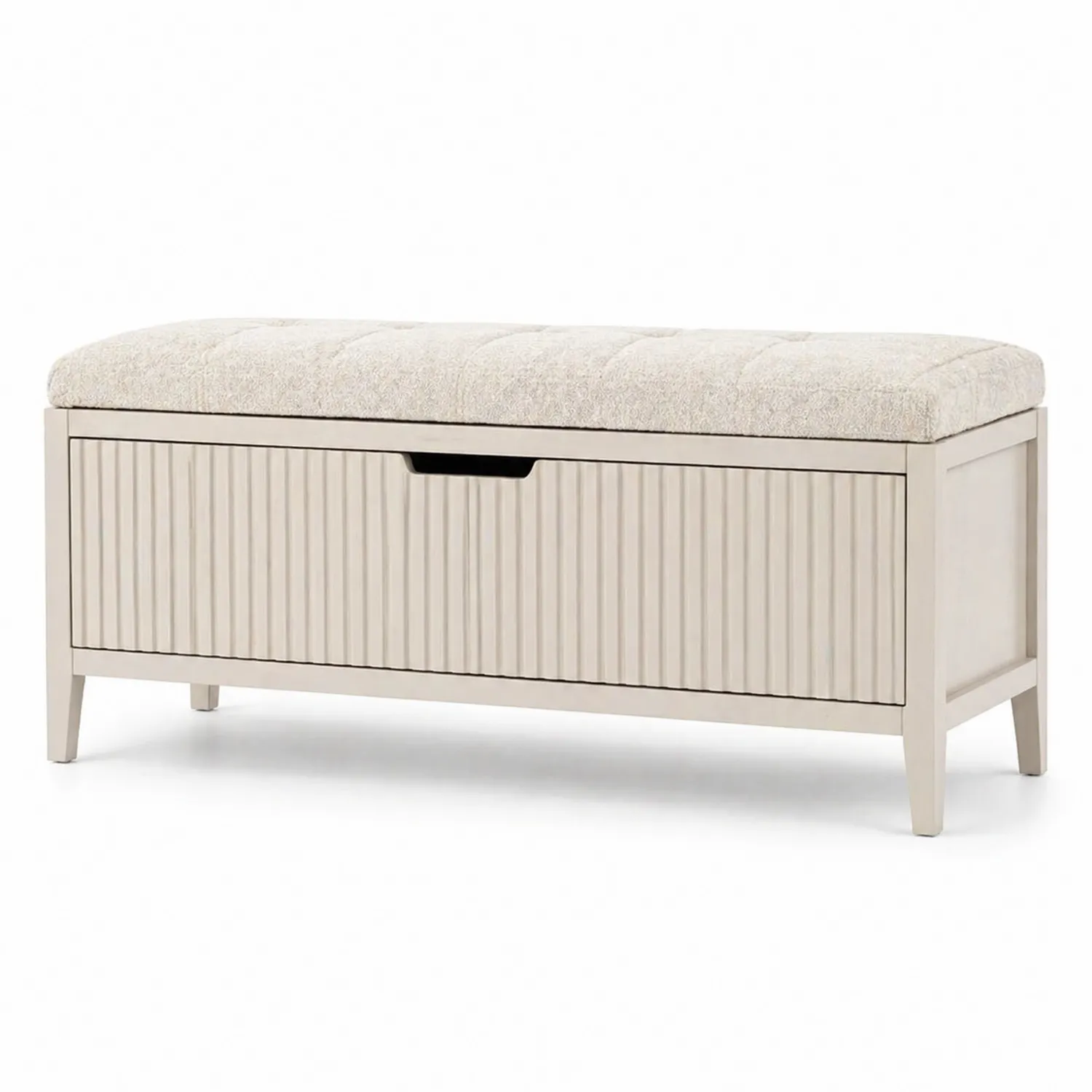 Polsterbank mit Aufbewahrung, Holz, 100x40x45 cm, Beige