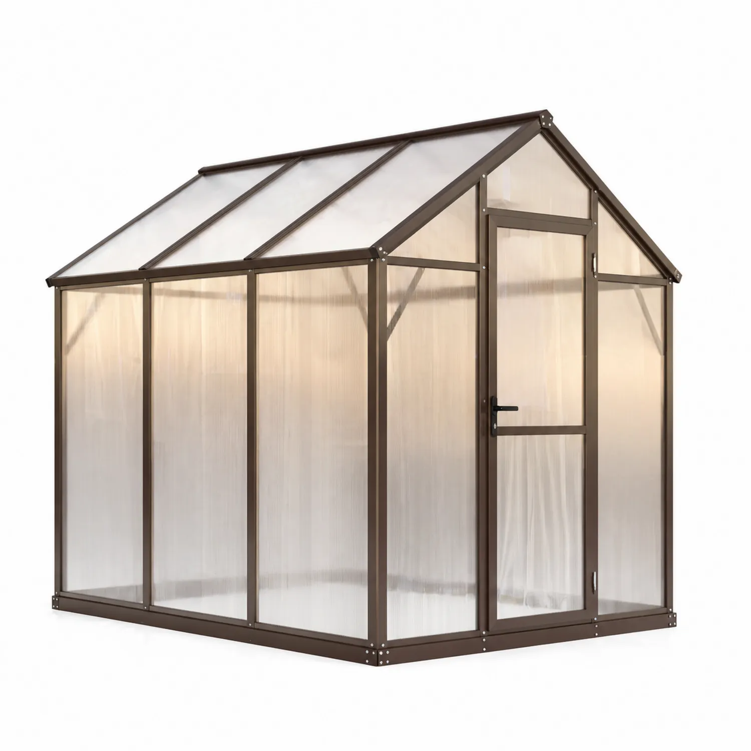 Gewächshaus Aluminium Polycarbonat Braun 190x185x125cm