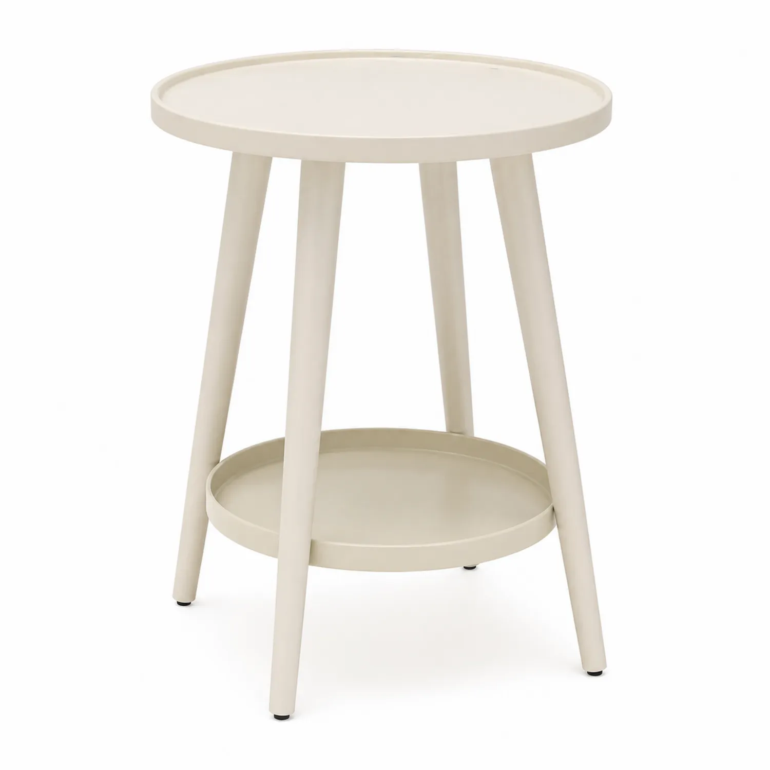 Runder Metall-Beistelltisch mit Ablage Beige