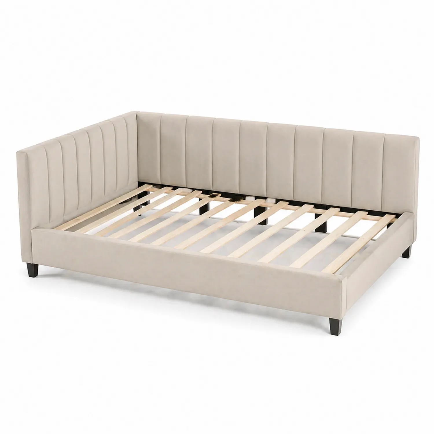 Tagesbett Stoff Holz Beige 200x100 cm