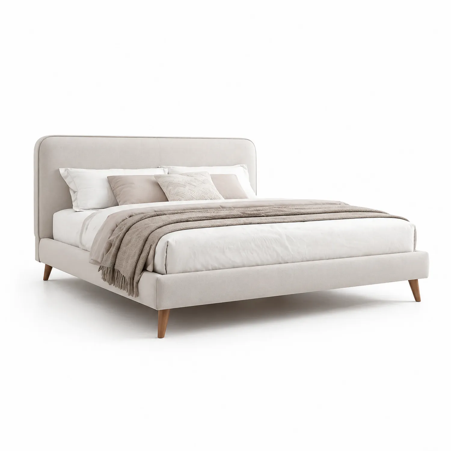 Polsterbett aus Stoff 200x160cm Beige