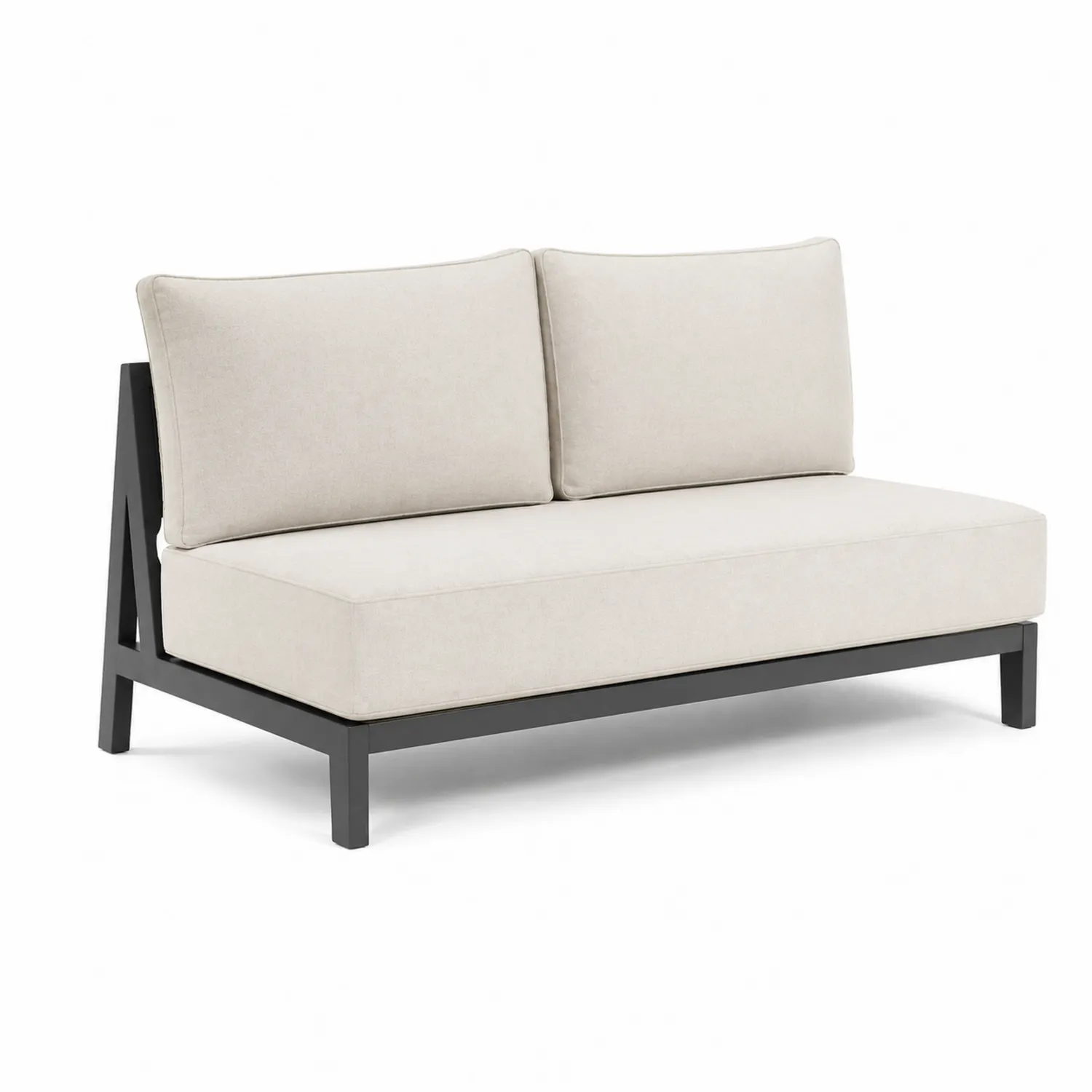 Gartensofa Aluminium Metallstoff Creme 140x80x75 cm