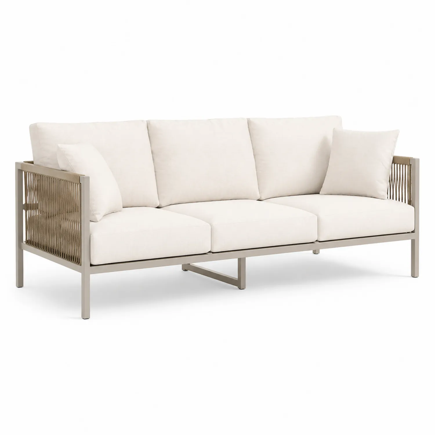 Gartensofa Aluminium Cremeweiß Kissen