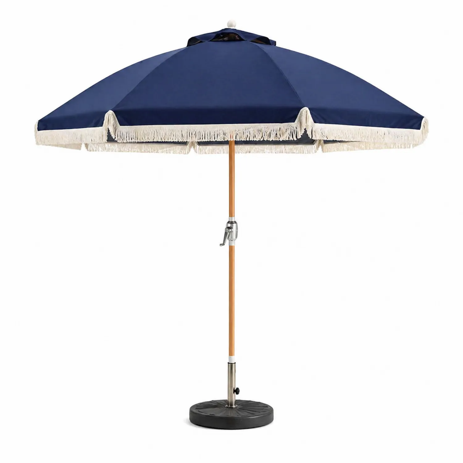 Runder Sonnenschirm aus Polyester mit Holzgestell Ø 200 cm Blau