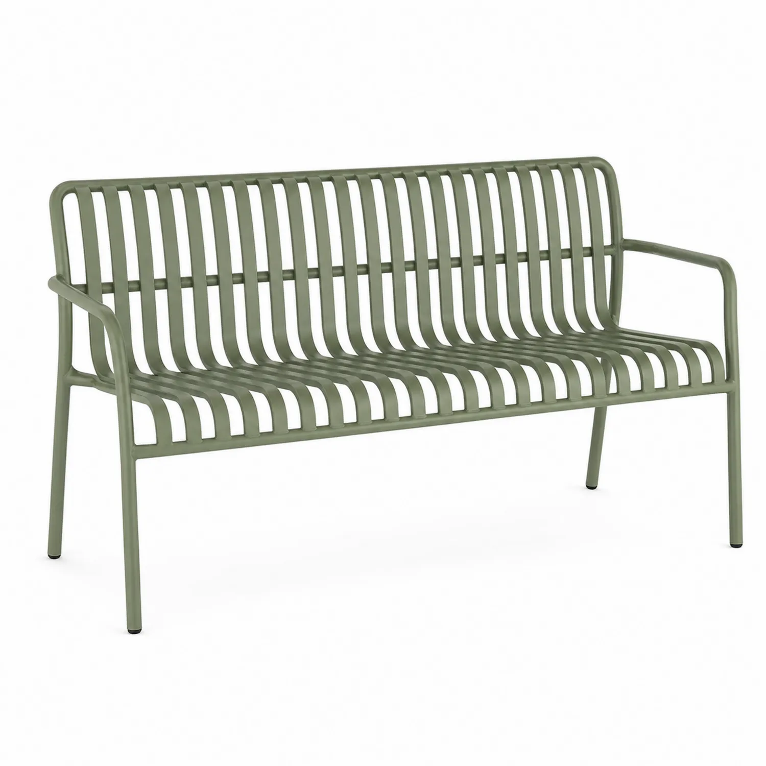 Outdoor Metallbank mit Armlehnen Olivgrün 150 cm