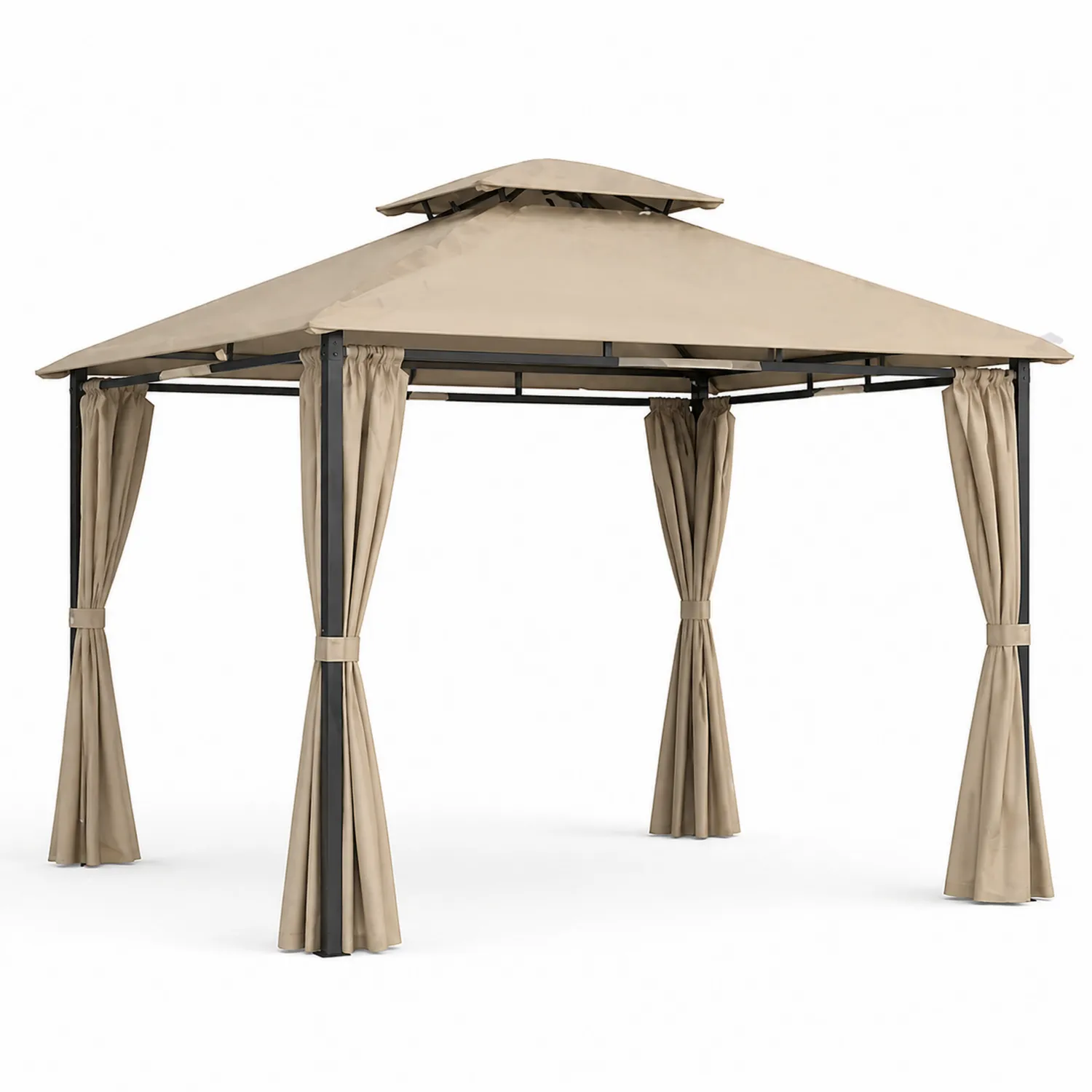 Pavillon mit Stahlrahmen und Polyester-Dach 3x3 m Beige