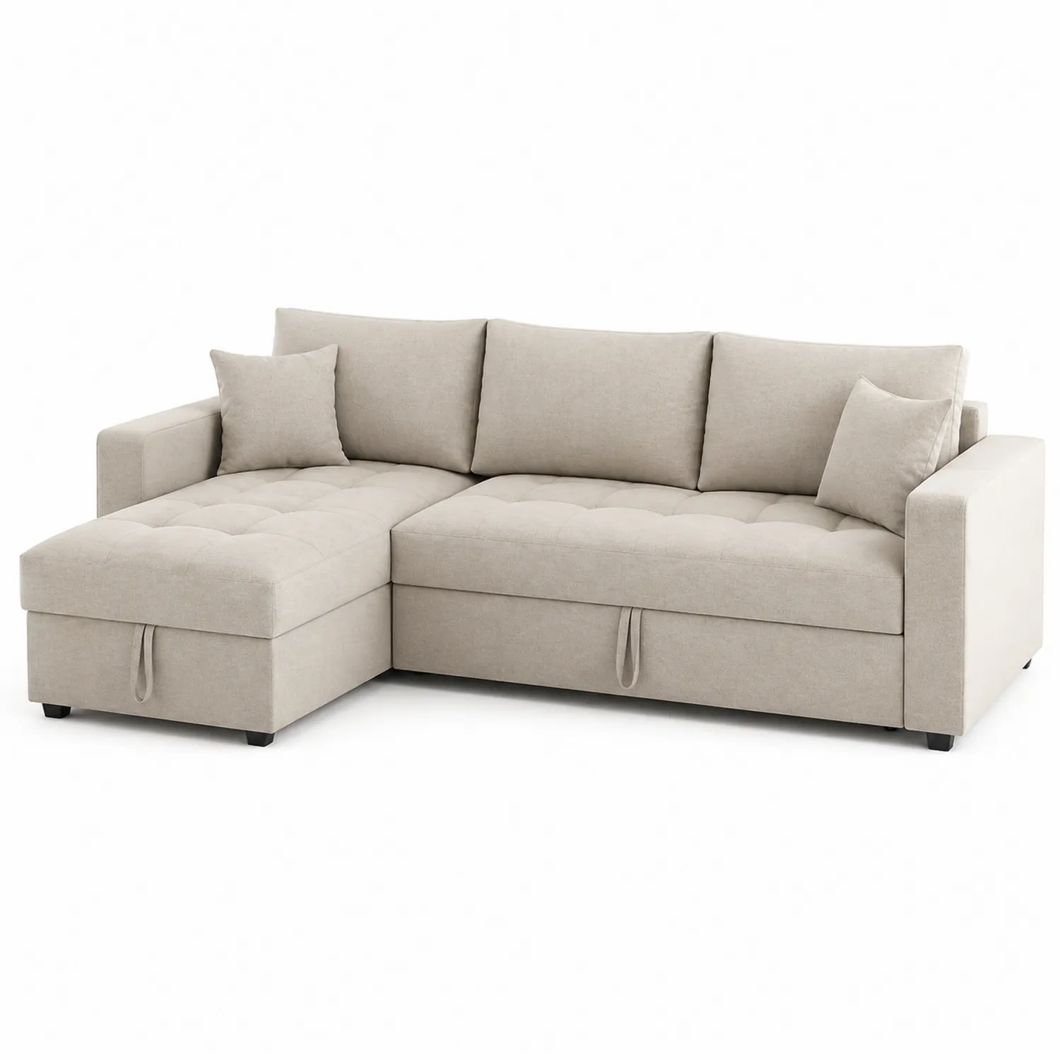 Ecksofa aus Polyestergewebe mit Stauraum Beige 250x160x85 cm