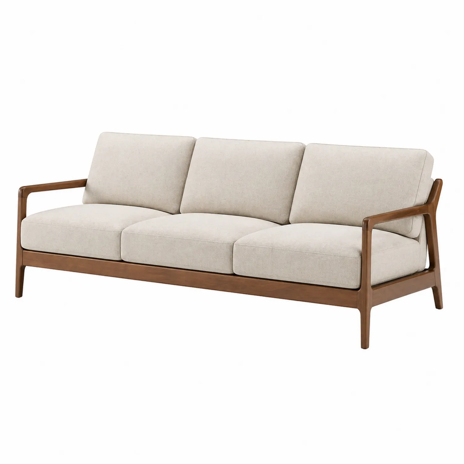 Holzrahmen Sofa mit Polyesterbezug Beige 200 cm