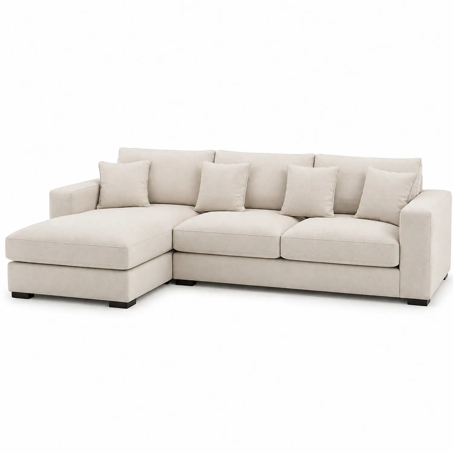 Ecksofa mit Ottomane Polyester Beige