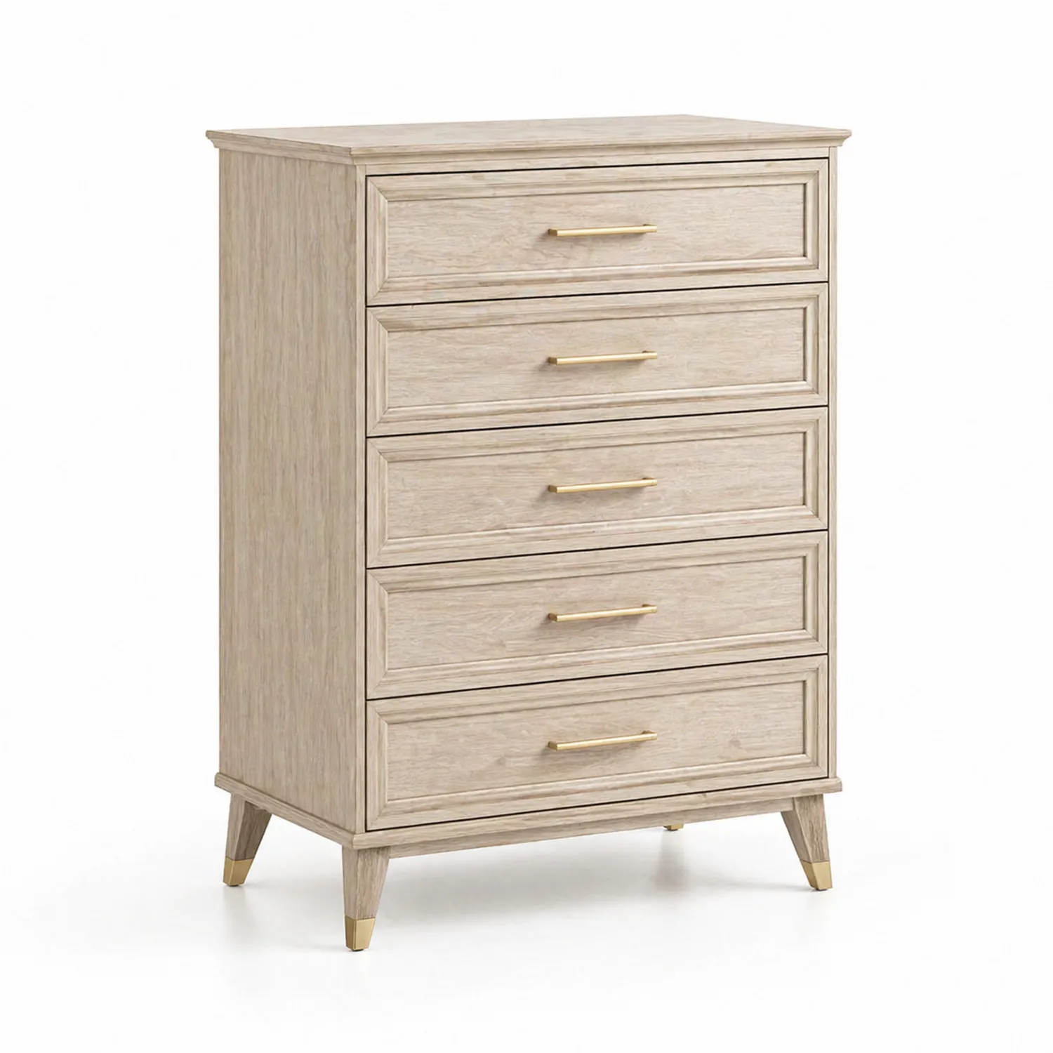 Kommode aus Holz mit 5 Schubladen in Beige