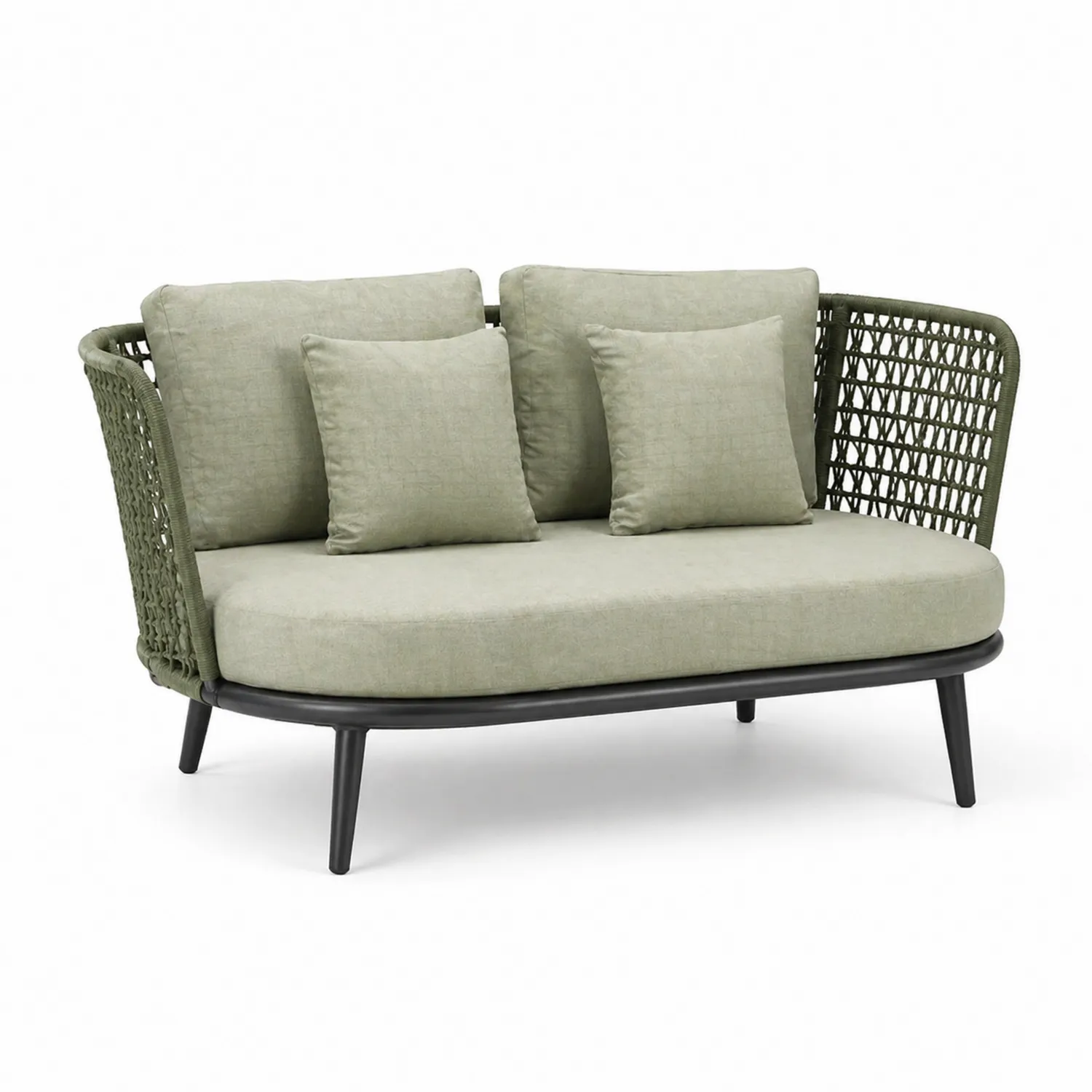 Gartensofa Aluminium und Kunststoffgeflecht 2-Sitzer Grün