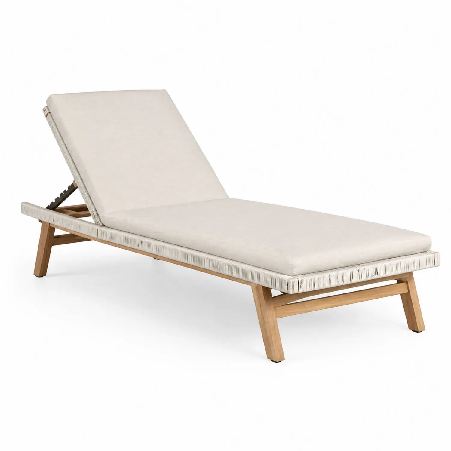Gartenliege aus Teakholz mit Polyesterpolster Beige