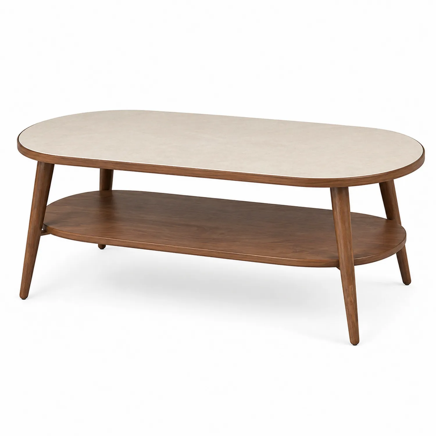 Ovaler Couchtisch Laminatoptik Holz 120cm x 60cm x 45cm Beige/Braun