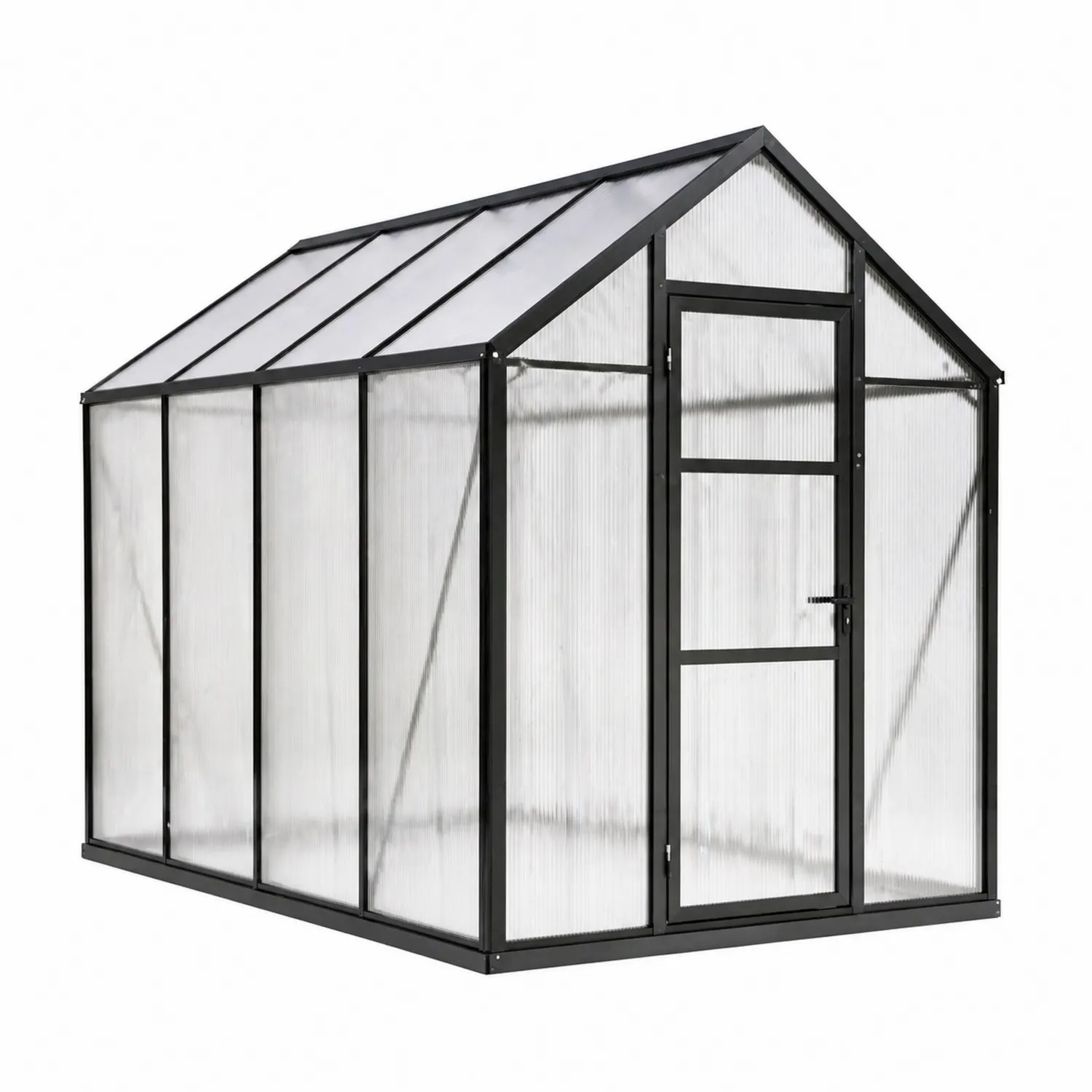 Gewächshaus Aluminium Polycarbonat 310 cm x 190 cm x 195 cm Schwarz