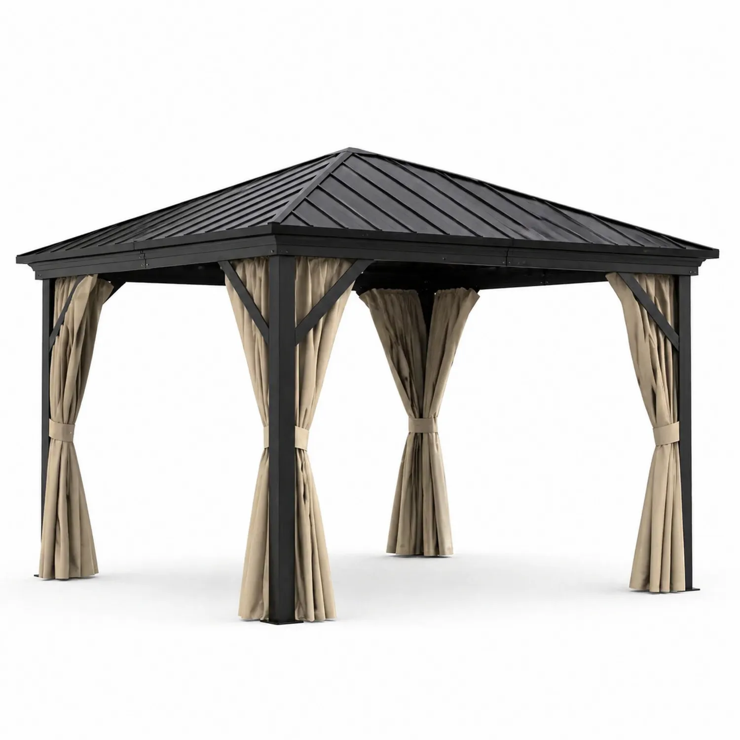 Aluminium-Pavillon 3x4m mit Polycarbonat-Dach Schwarz Beige