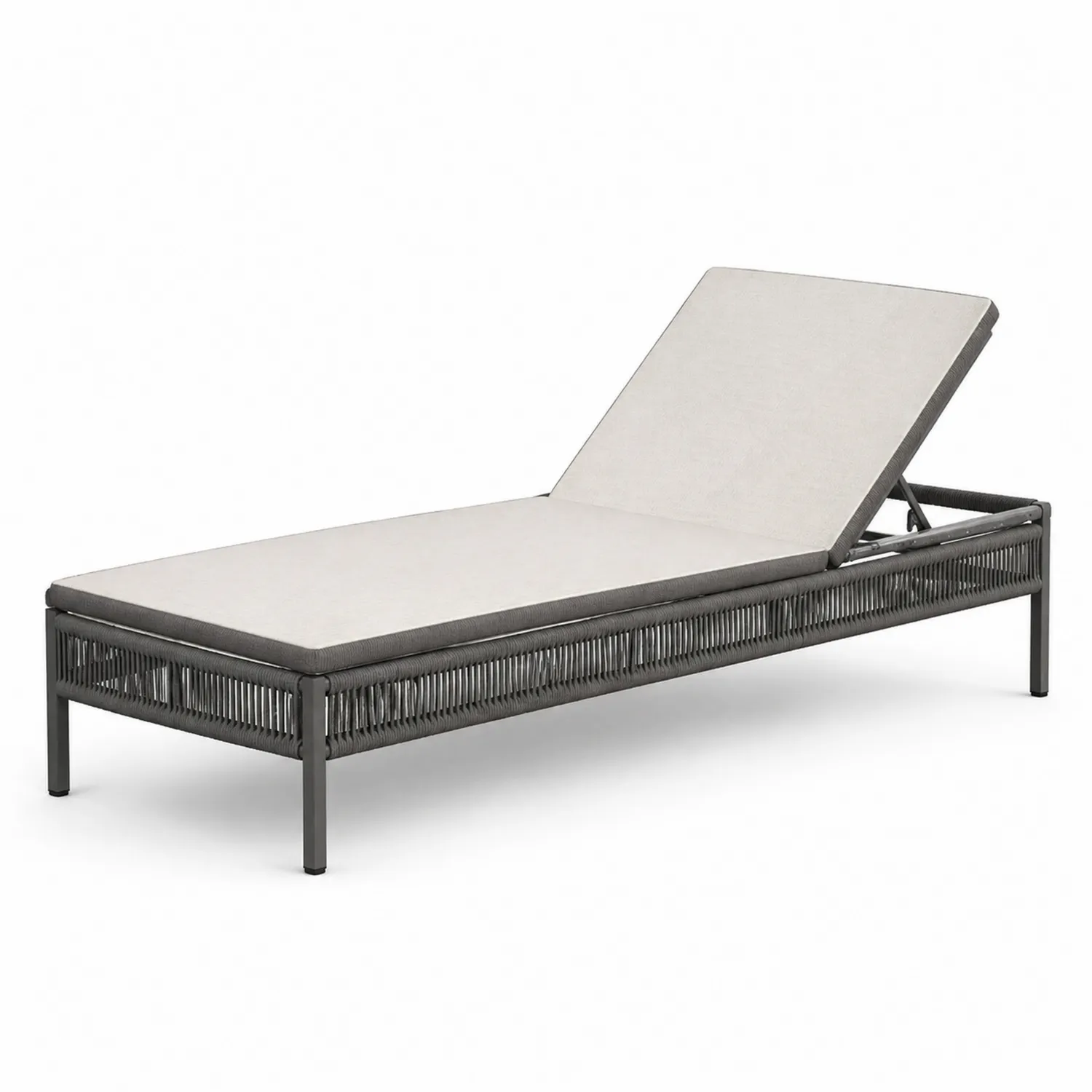 Gartenliege Aluminium Polyrattan Grau/Creme