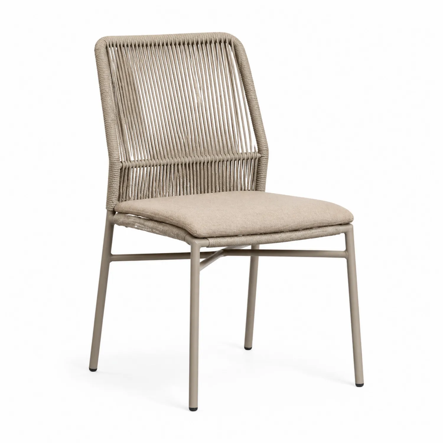 Stuhl mit Metallrahmen und Polypropylenseil Beige