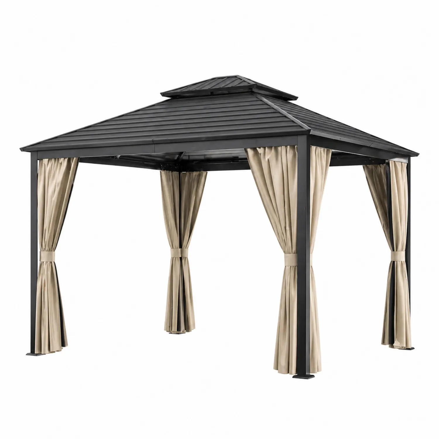 Metall Pavillon mit Aluminiumrahmen 300x300x260cm Beige/Schwarz