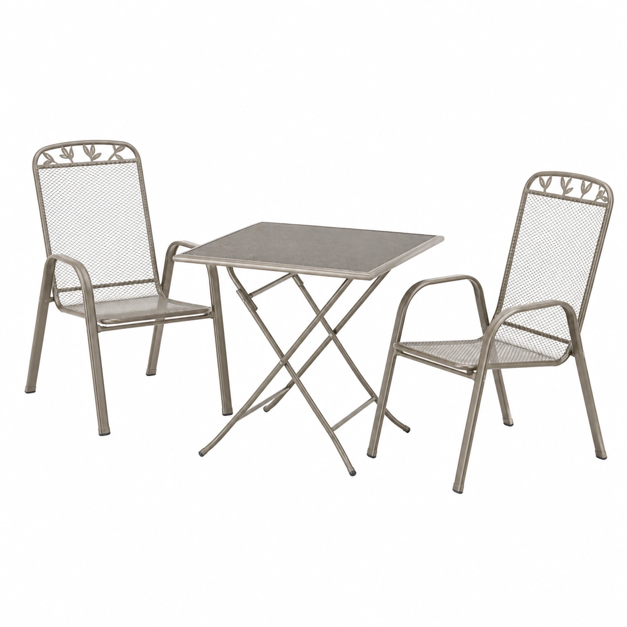 Moderner Gartenstuhl aus Metall in Grau mit Stapelfunktion und Netzdesign-Supportfurni