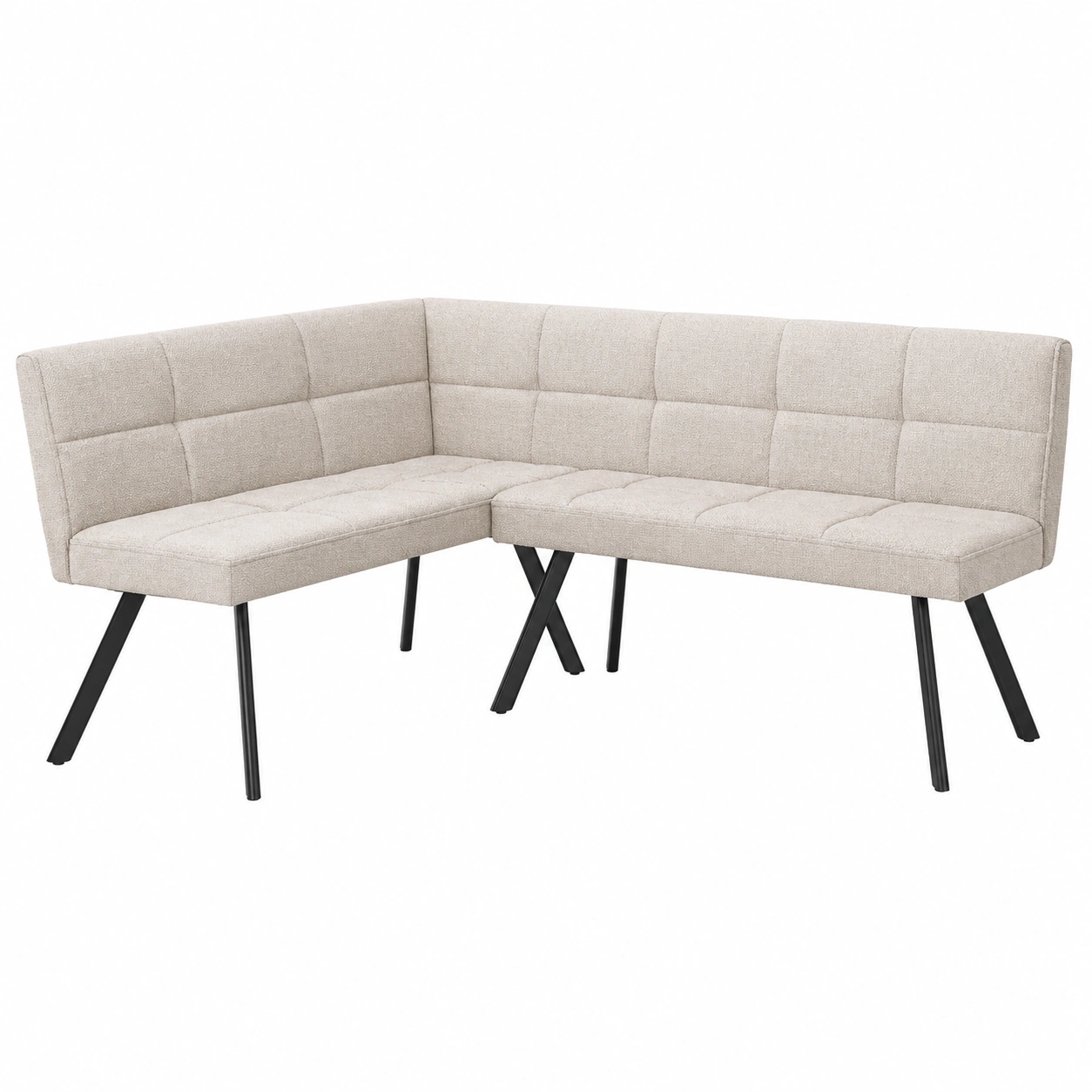 Moderne Eckbank mit gepolsterter Sitz- und Rückenflache, L-Form, stabile Metallbeine, beige-Supportfurni