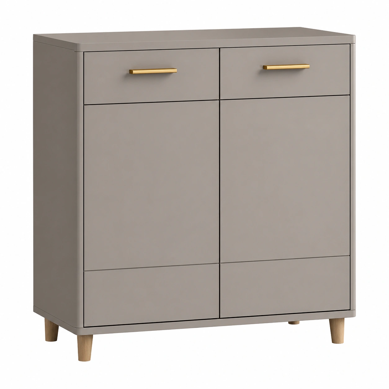 Kommode Atlanta Modern Taupe Minimalistisch 2 Tueren 2 Schubladen 97x92x40 cm-Supportfurni
