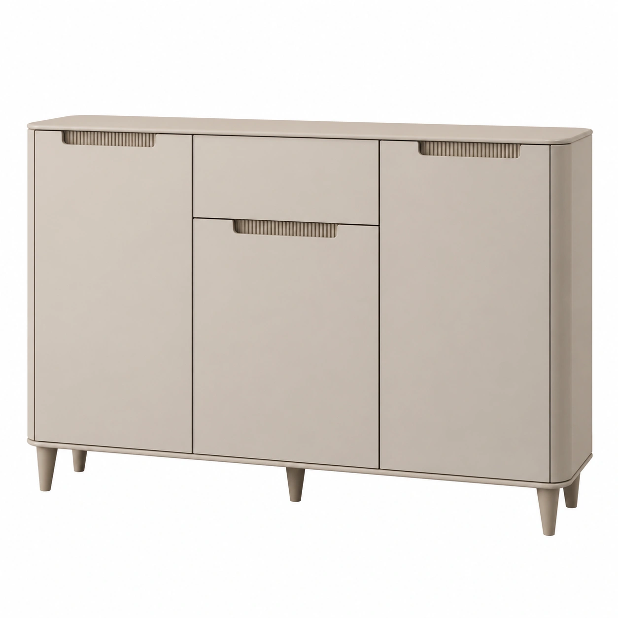 Kommode Mailand Modern Minimalistisch Taupe 3-Tuerig mit Schubladen 146x79x40 cm-Supportfurni
