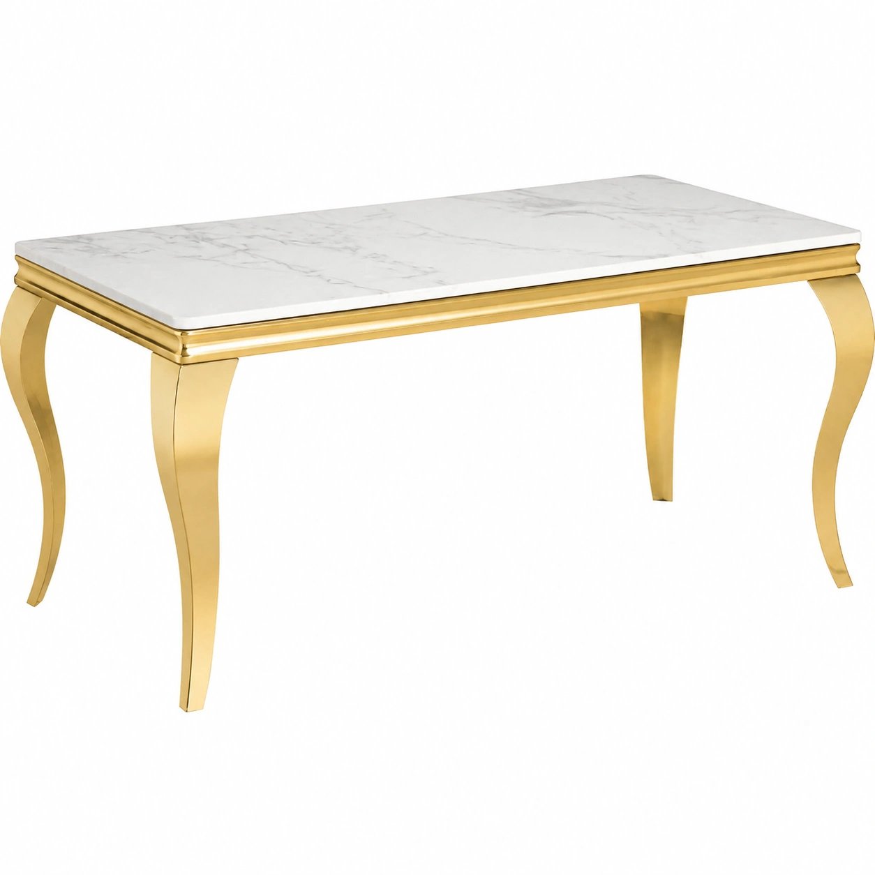 Esstisch Modern Marmoroptik Weißs Gold Metallbeine 160 cm-Supportfurni