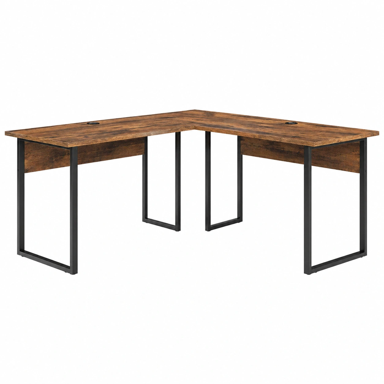 Moderner Winkelschreibtisch Holzoptik Braun Schwarz 204x204 cm Industrial Design-Supportfurni
