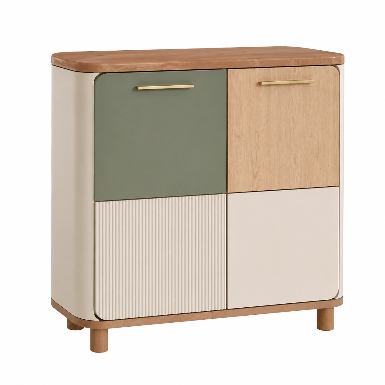 Moderne Kommode mit Soft-Close Tueren und Strukturfront in Greige Natur-Roomcarecenter