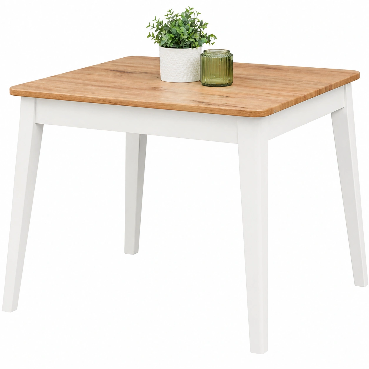 Moderner Esstisch Holzoptik Weißs Natur 80x80 cm Minimalistisches Design-Roomcarecenter