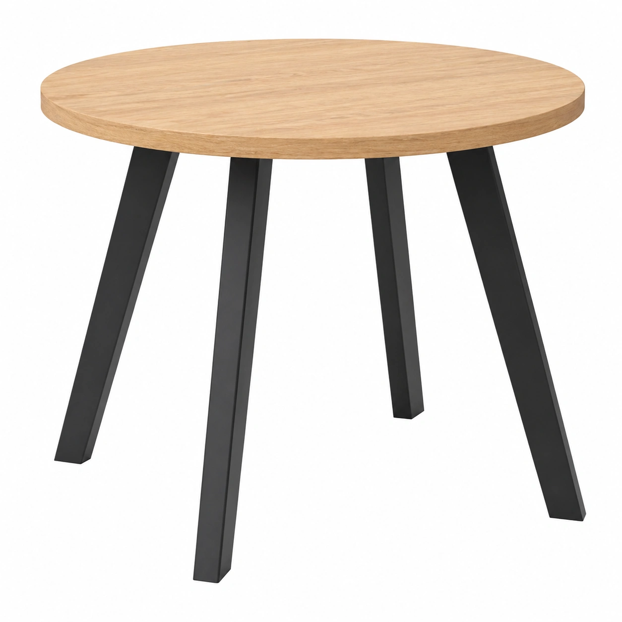 Runder Esstisch Holzoptik hell modern skandinavisches Design stabile Metallbeine schwarz kompakt für Esszimmer Küche 100 cm Durchmesser-Roomcarecenter