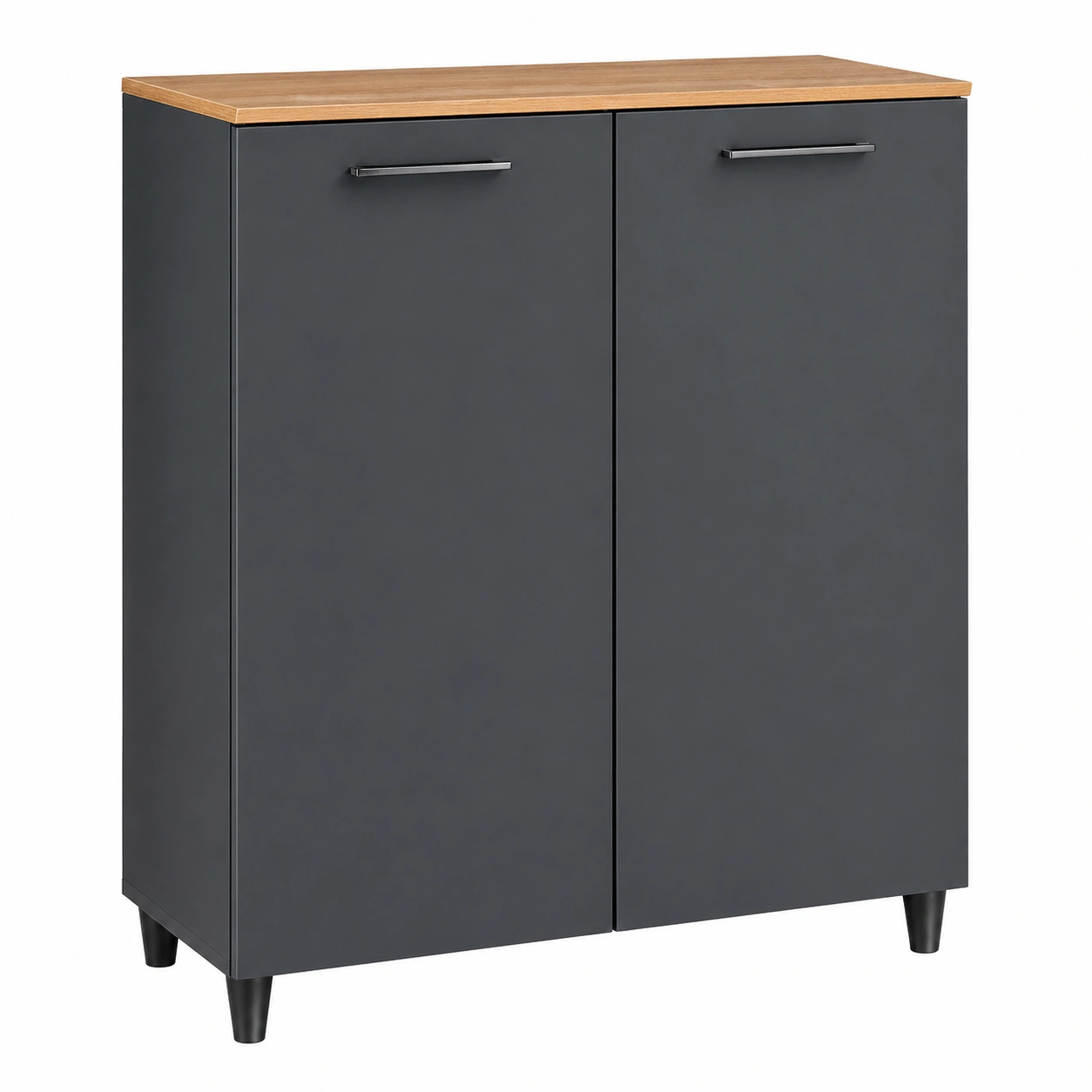 Moderne Kommode Hochglanz Weiß 2 Tueren B/H/T ca 80x83x35 cm Minimalistisches Design Stauraum Moebel-Roomcarecenter