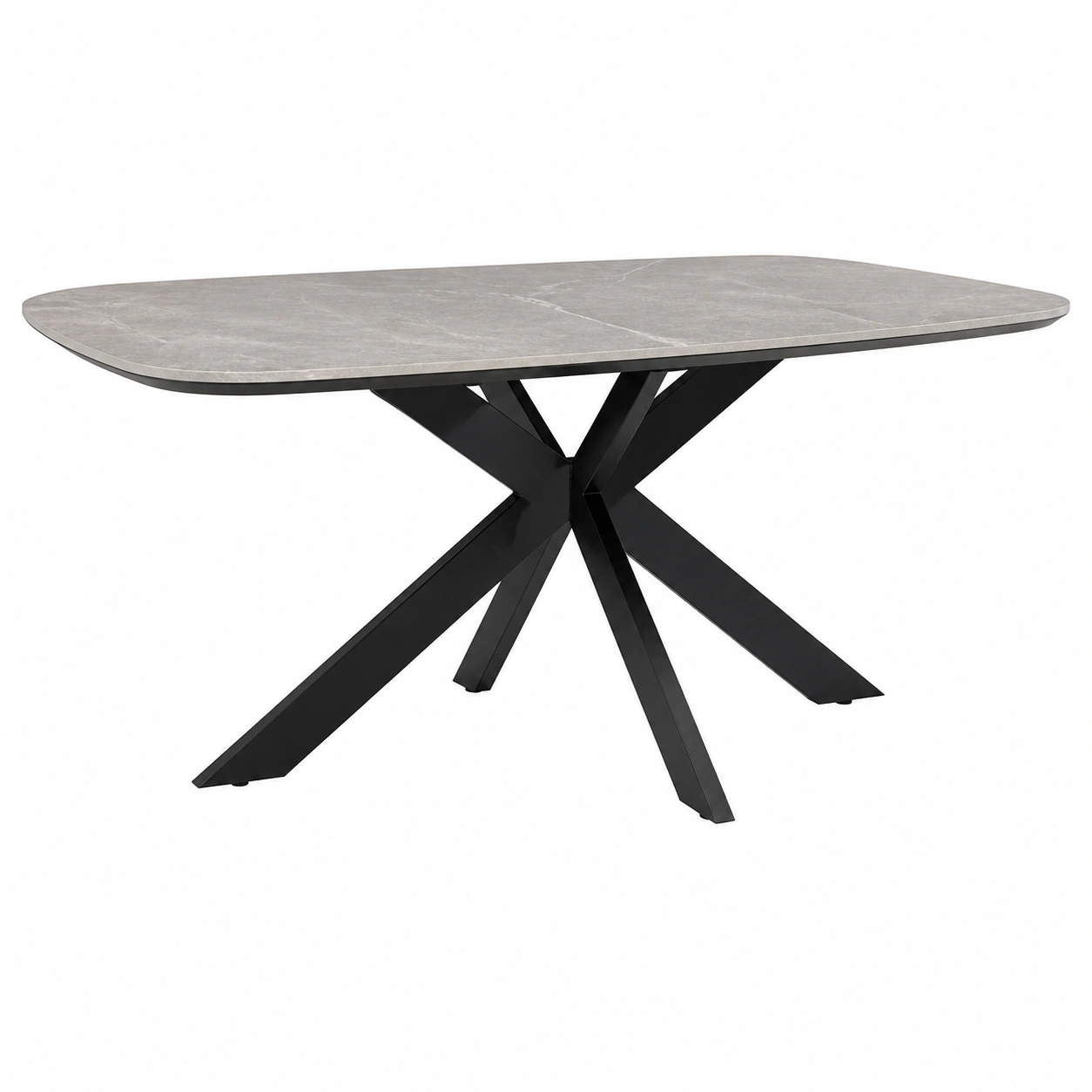Moderner Esstisch mit Keramikoptik Tischplatte und X-Gestell Metall Grau Schwarz 180x90 cm Design Tisch Esszimmer Wohnzimmer-cozyhelpcenter