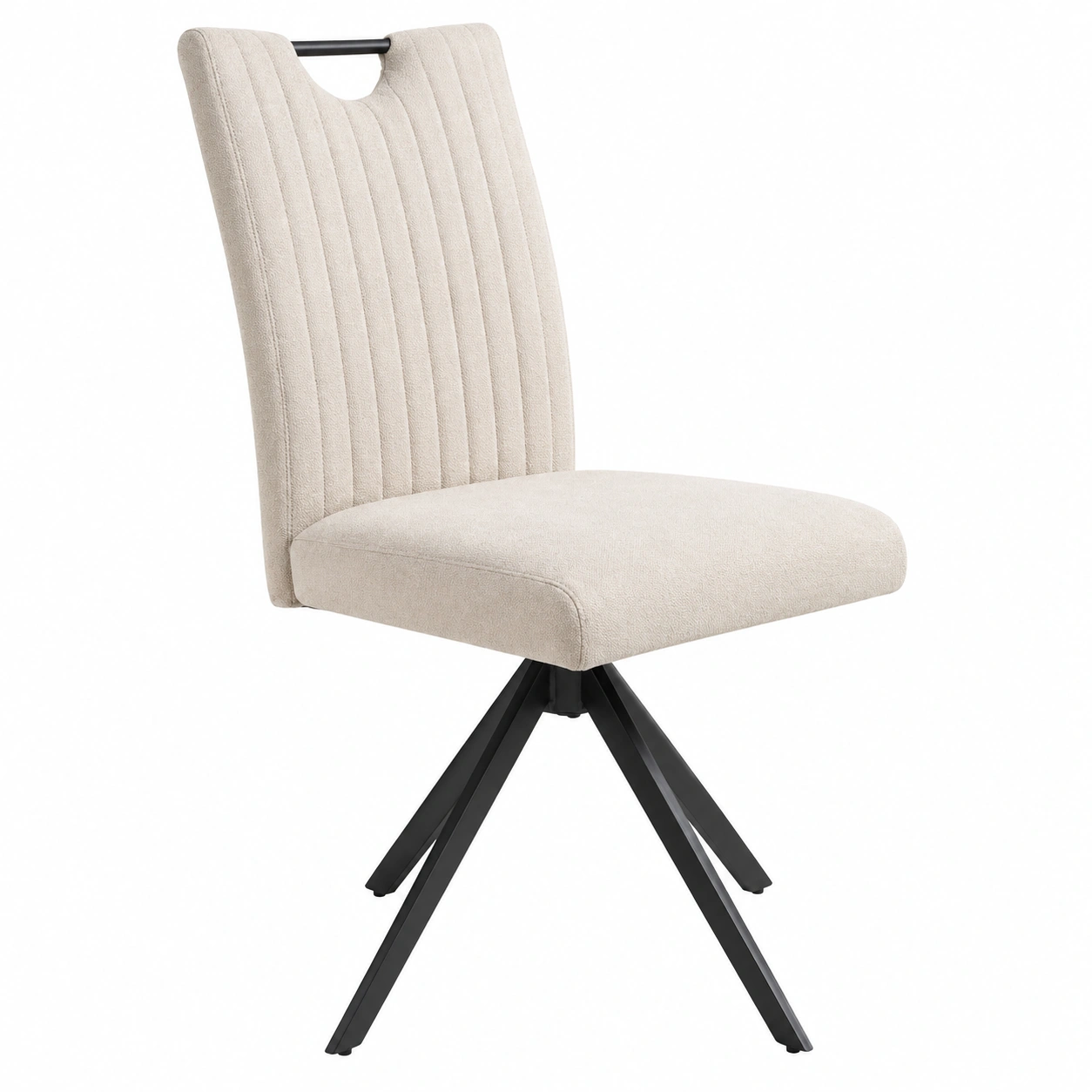 Moderner Polsterstuhl mit hoher Rückenlehne Strukturstoff Creme Metallgestell Esszimmerstuhl Minimalistisches Design-cozyhelpcenter
