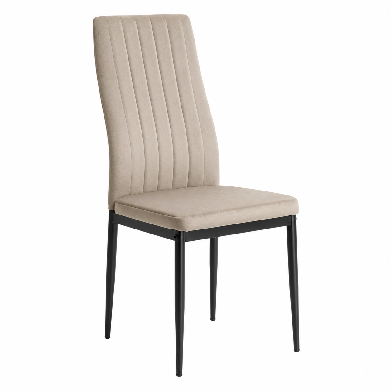Moderner Polsterstuhl mit hoher Rückenlehne und Ziersteppung – Beige – Eleganter Esszimmerstuhl-cozyhelpcenter