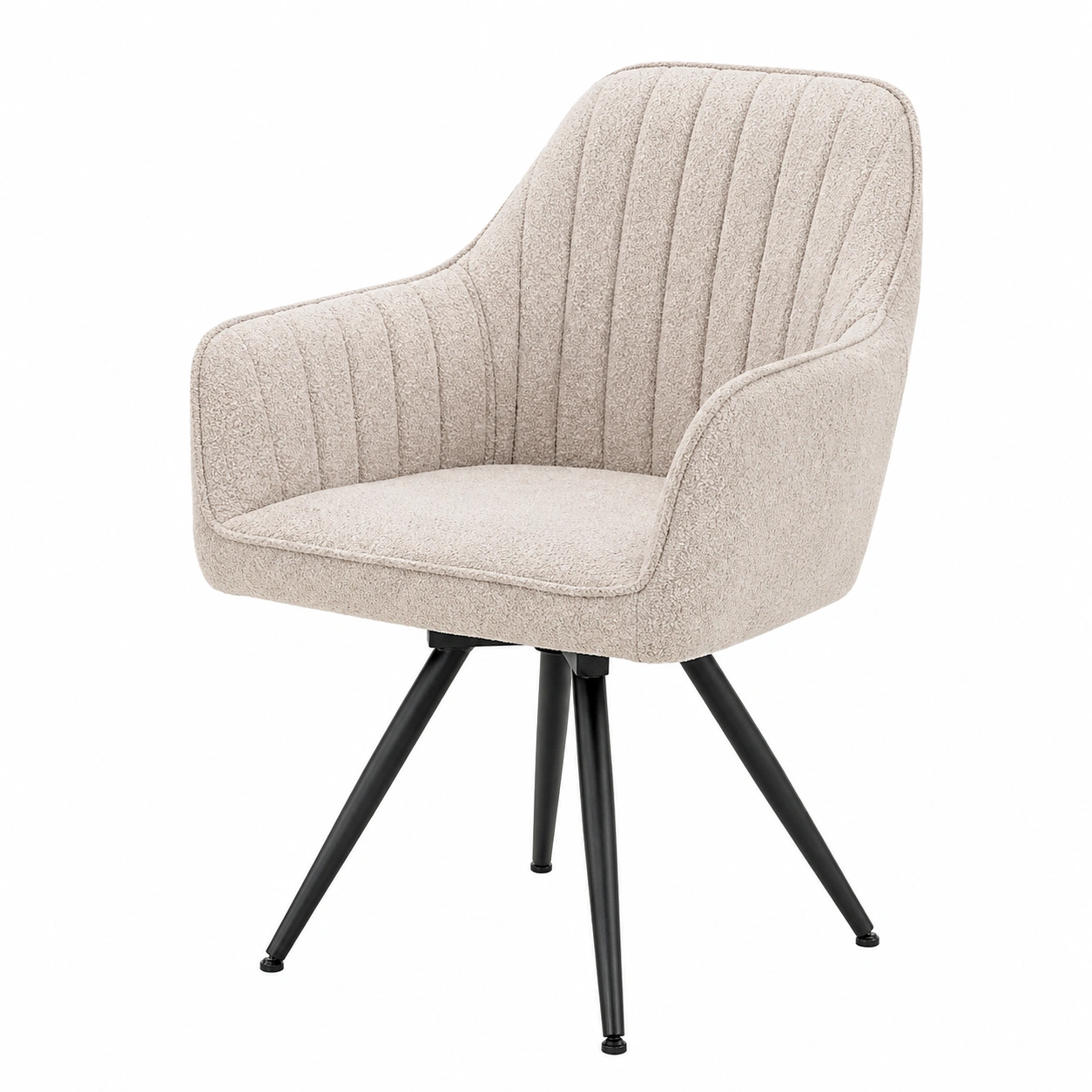 Moderner Armlehnstuhl in Beige Bouclé – Komfortabler Polsterstuhl mit stilvollem Design-cozyhelpcenter
