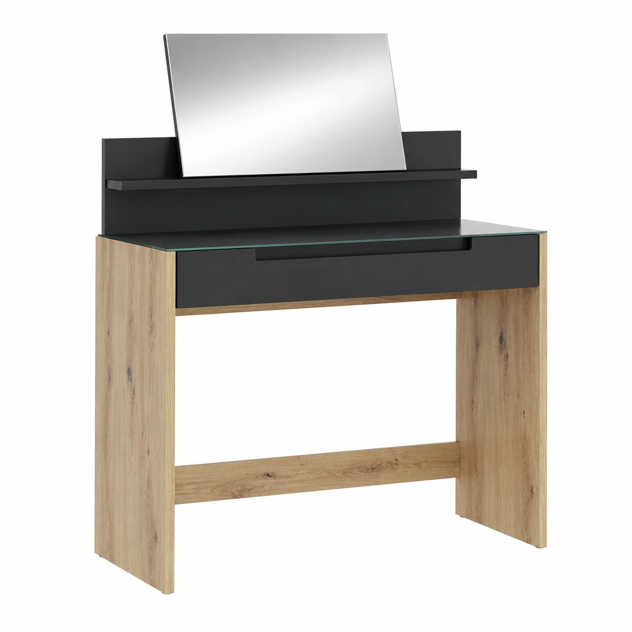 Moderner Schminktisch mit Spiegelablage und Schublade Hochglanz Weißs 97x42x126-cozyhelpcenter