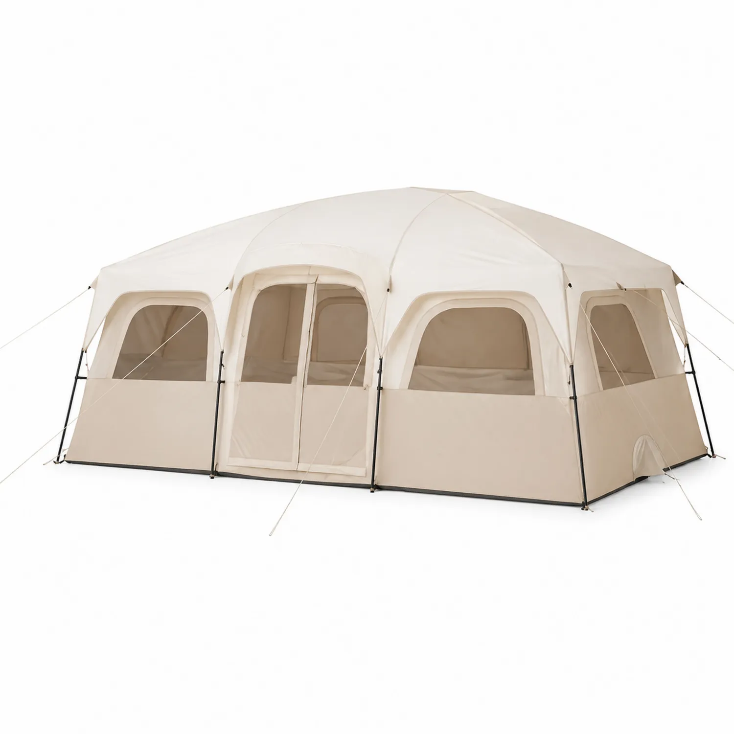 Großes Zelt für 8 Personen aus Polyester Beige