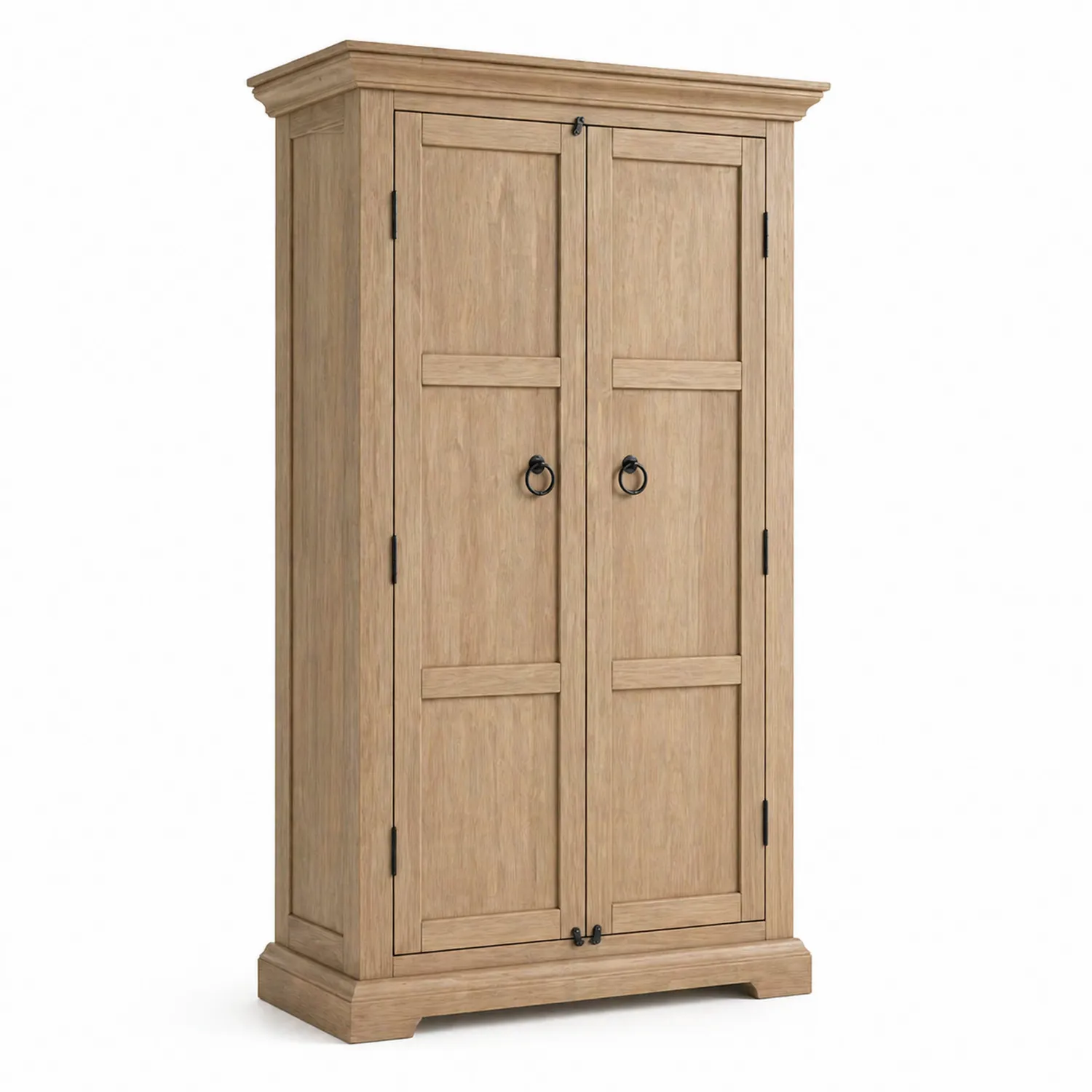 Kleiderschrank aus Eichenholz mit zwei Türen, 200 cm Höhe, Natur