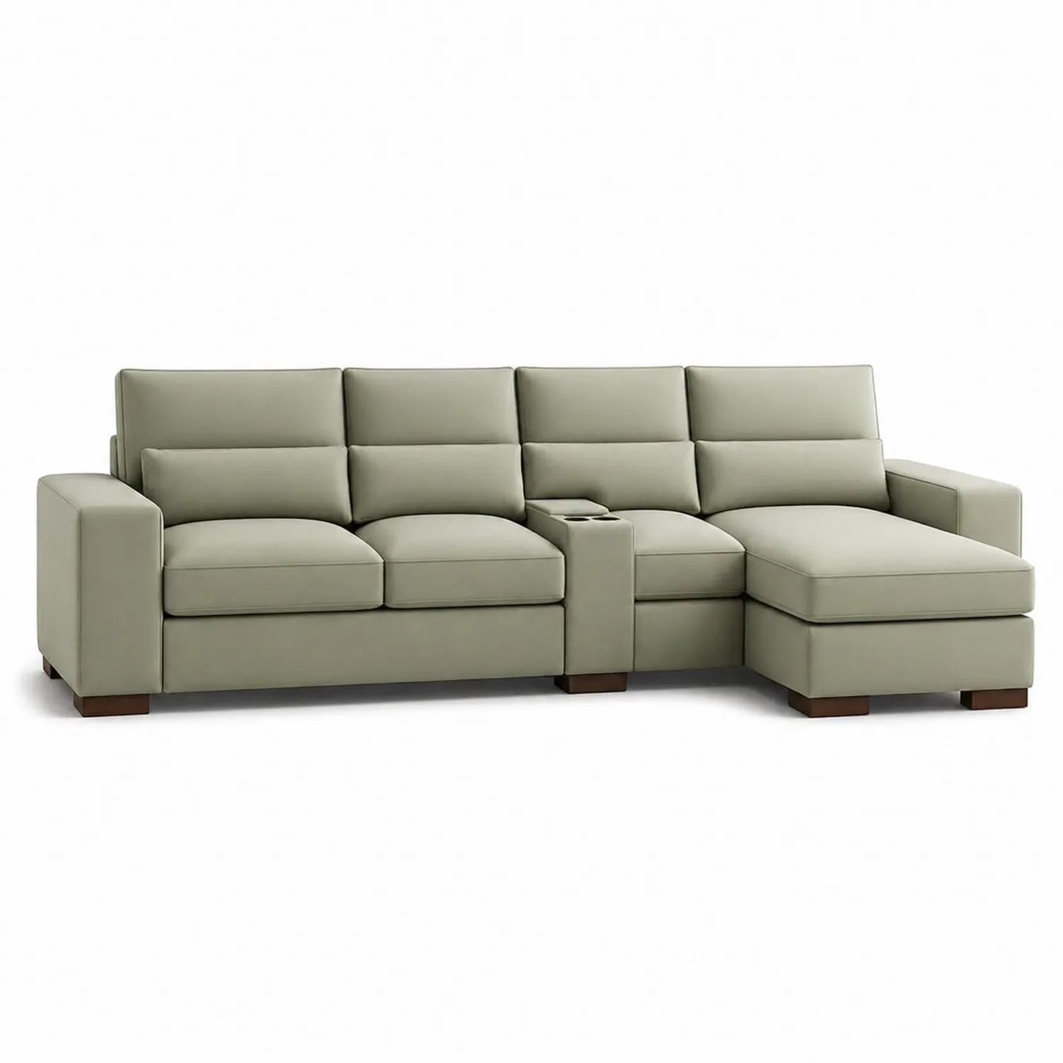 3-Sitzer Sofa mit Ottomane Kunstleder Beige