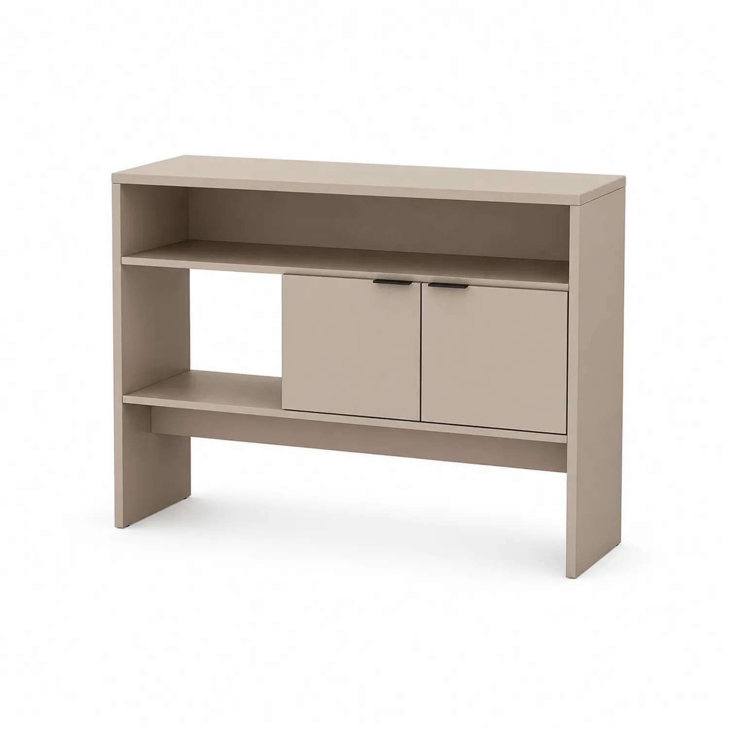 Konsolentisch Holzwerkstoff Beige 100x30x80cm mit 2 Türen und 2 Regalfächern