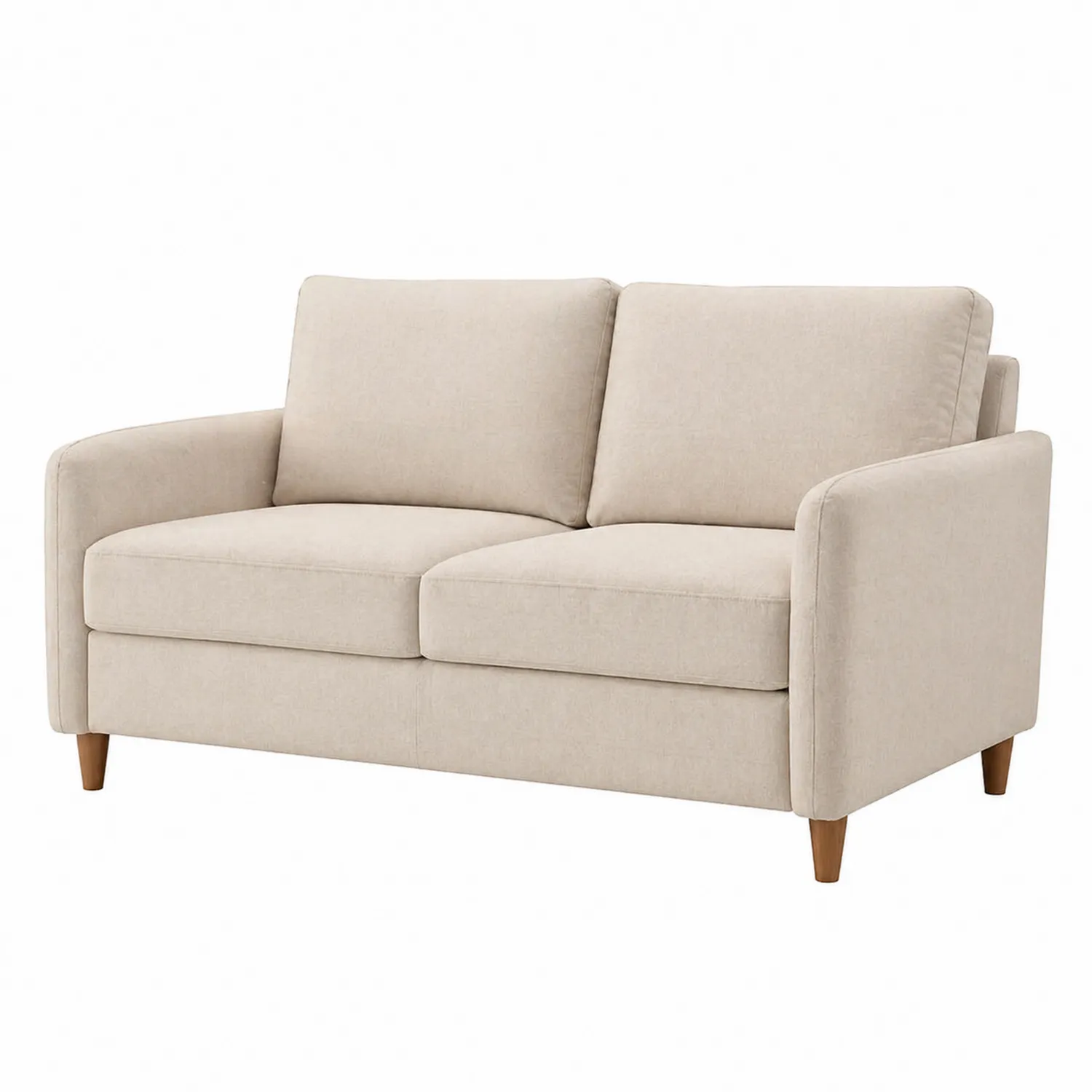 Zweisitzer Sofa Stoff Beige mit Holzfüßen