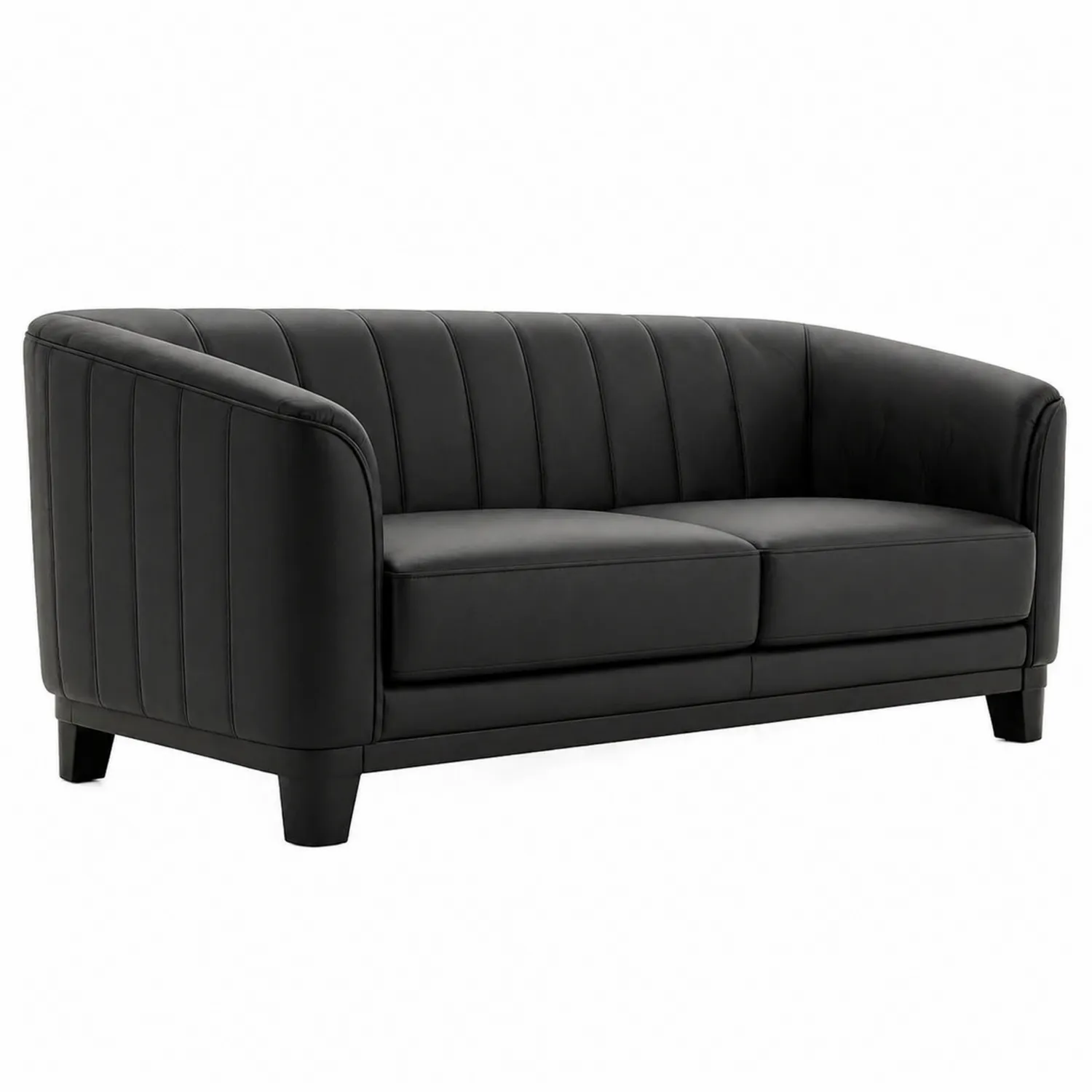 Zweisitzer Sofa Kunstleder Schwarz 180 cm