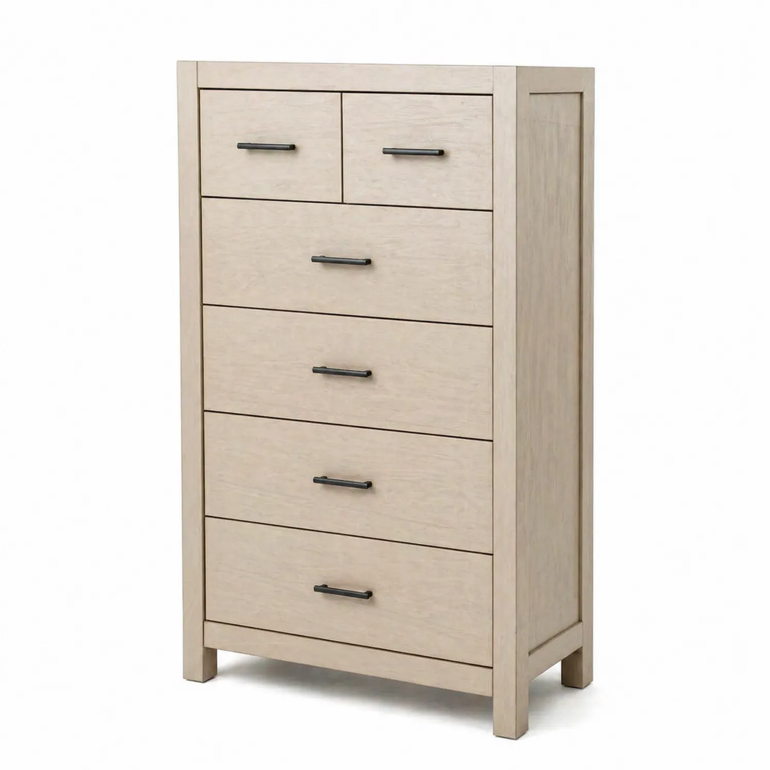 Kommode aus Eichenholz mit 6 Schubladen Beige