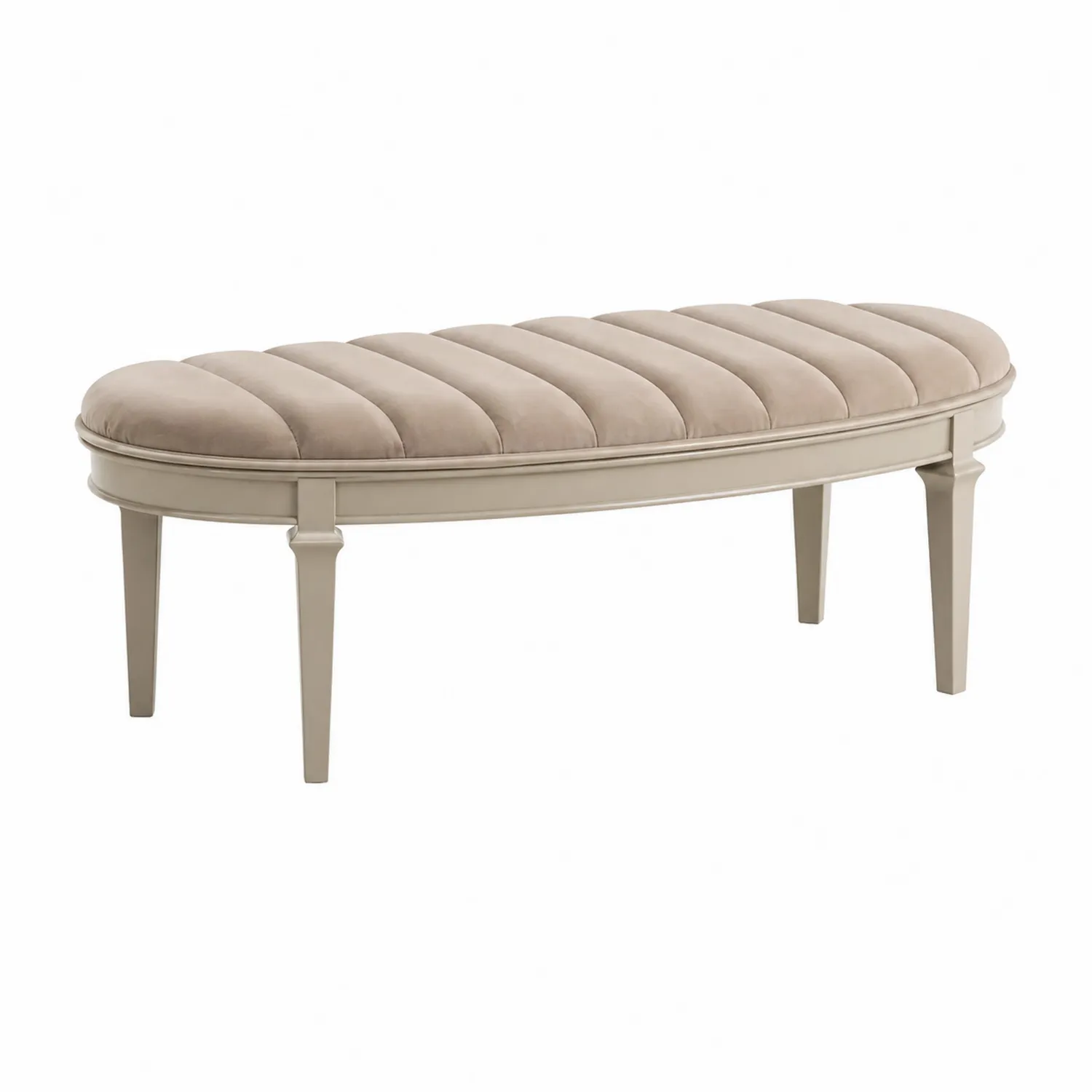 Ovale Sitzbank mit Samtbezug 120 cm Beige