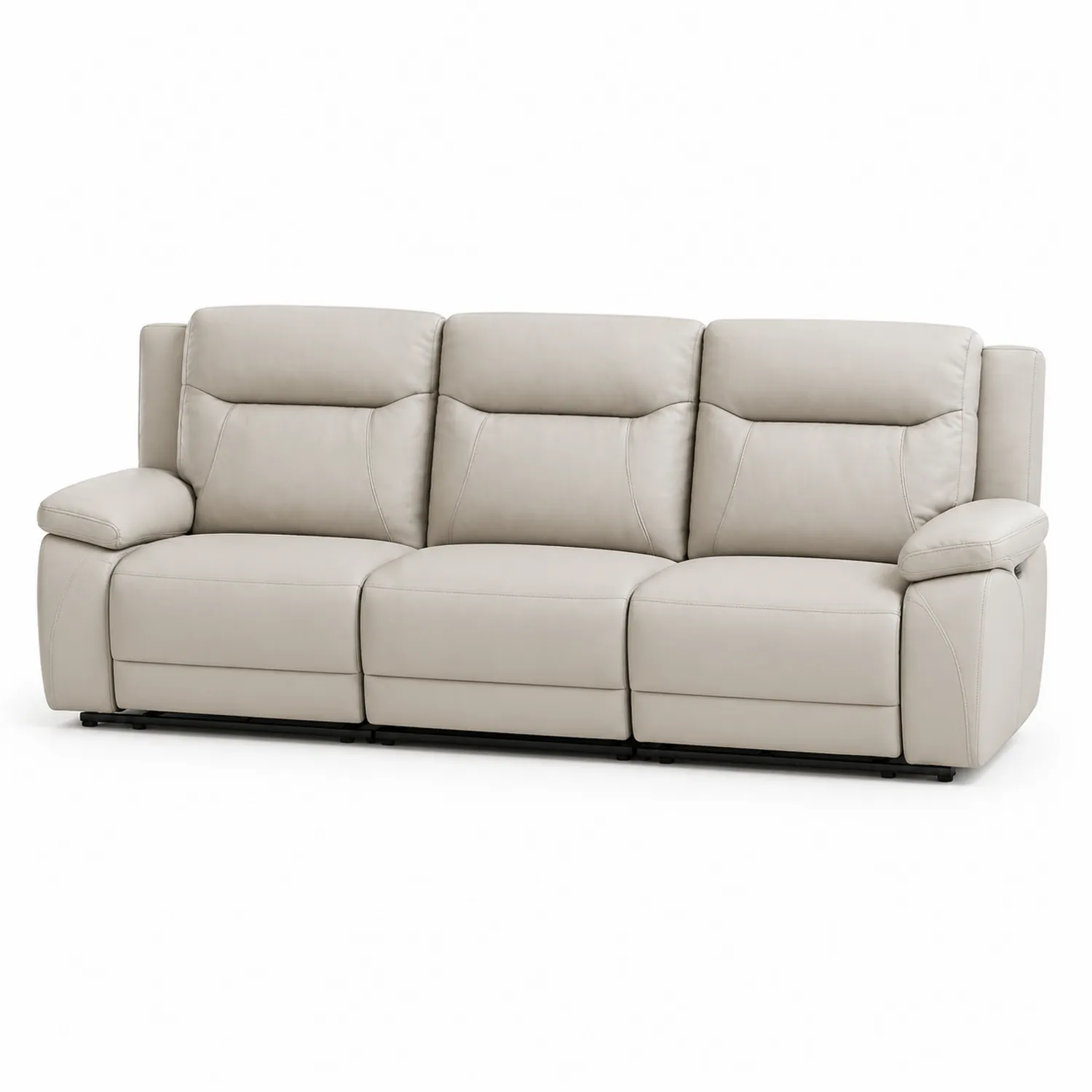 3-Sitzer Ledersofa Beige mit Verstellbarer Rückenlehne 214cm